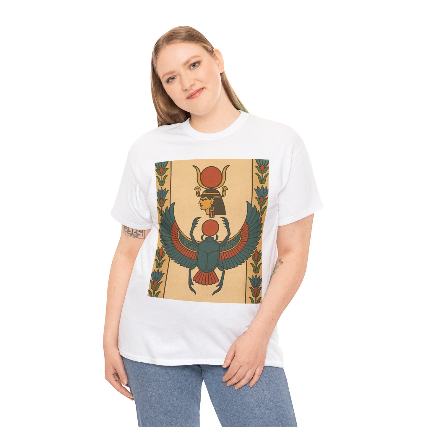 Egyptian Scarab Graphic Tee | Vintage Style, Unisex Cotton Shirt, Cool Casual Wear, Gift for Him/Her, Summer Fashion