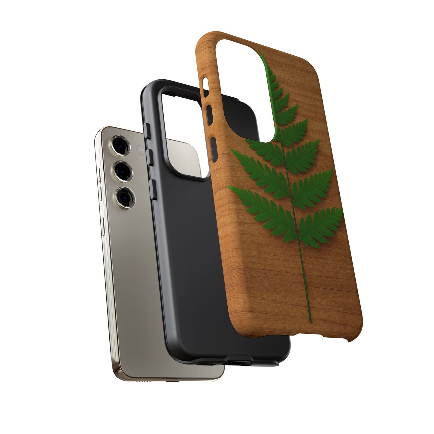 Wooden Fern Phone Case - Eco-Friendly Tough Cases for Nature Lovers, Unique Gift, Customizable Design, Nature-Themed Accessories