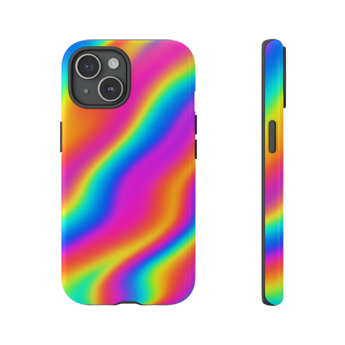 Rainbow Wavy Phone Case - Colorful Tough Cases for Stylish Protection, LGBTQ+ Pride Gift, Trendy Phone Accessory, Birthday, Holiday Present