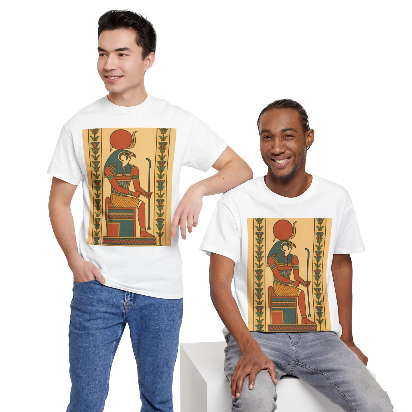 Egyptian Art Unisex Heavy Cotton Tee, Vintage Graphic Shirt, Gift for Art Lovers, Creative Daily Wear, Unique Museum Style