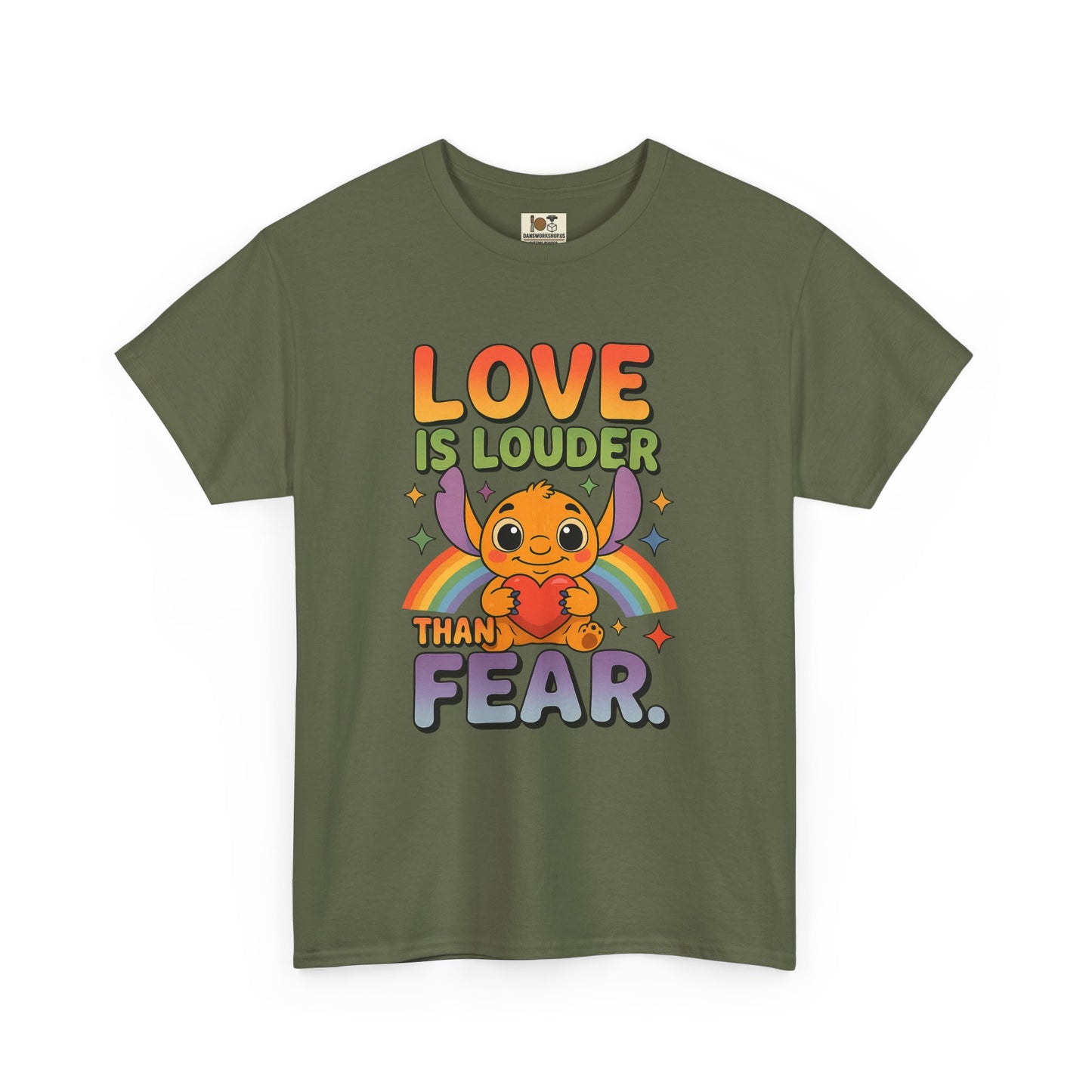 Love is Louder Unisex Heavy Cotton Tee, Positive Vibes Shirt, Pride Apparel, Gift for Friends, Fearless Fashion, Rainbow Graphic Tee