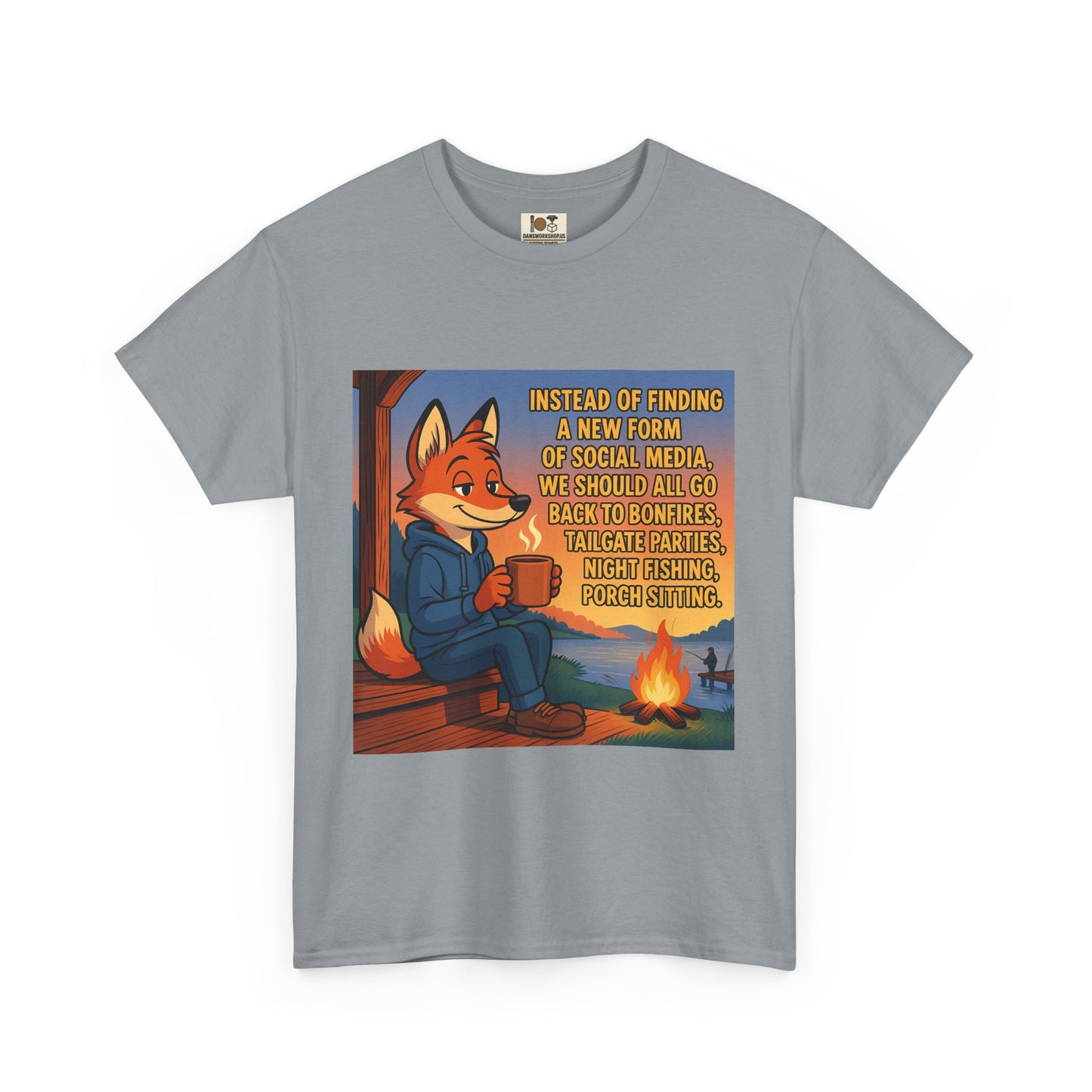 Cozy Campfire Fox Tee, Relaxing T-Shirt for Nature Lovers, Outdoor Adventure Shirt, Fox Lover Gift, Casual Cozy Wear