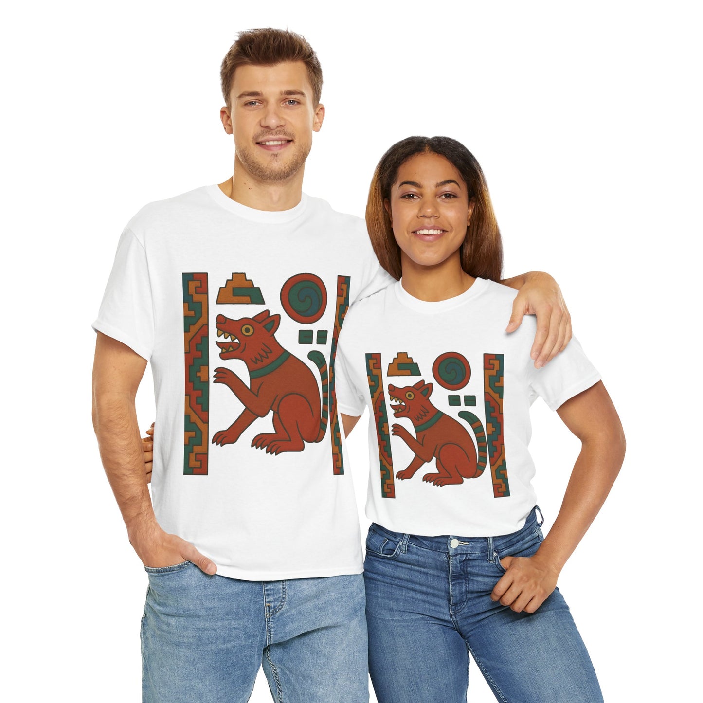 Aztec-Inspired Unisex Heavy Cotton Tee, Unique Graphic Shirt, Casual Wear, Gift for Art Lovers, Bohemian Style T-Shirt, aztec