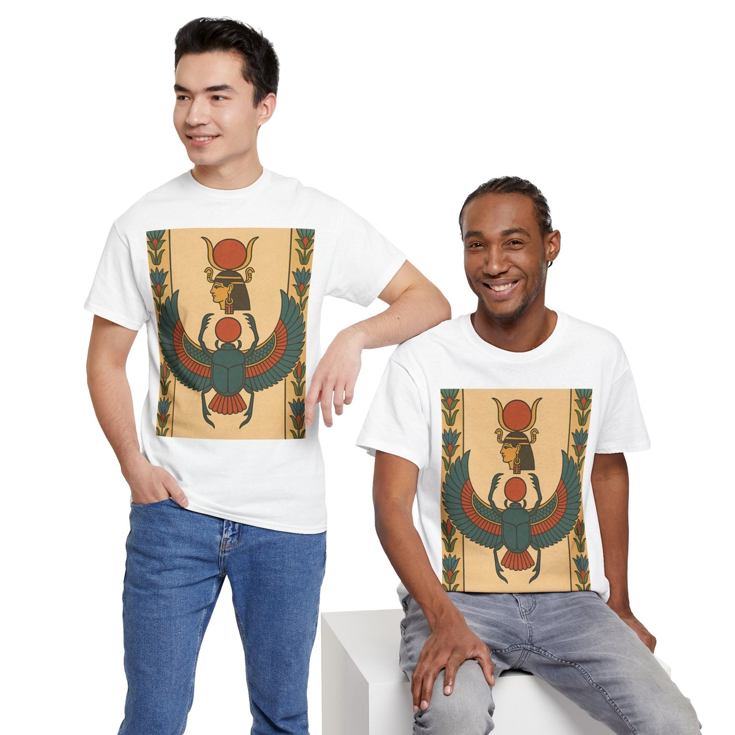 Egyptian Scarab Graphic Tee | Vintage Style, Unisex Cotton Shirt, Cool Casual Wear, Gift for Him/Her, Summer Fashion