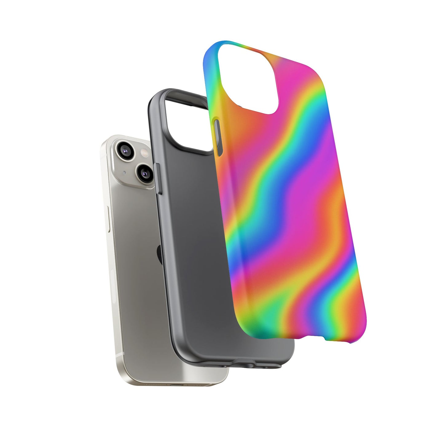 Rainbow Wavy Phone Case - Colorful Tough Cases for Stylish Protection, LGBTQ+ Pride Gift, Trendy Phone Accessory, Birthday, Holiday Present