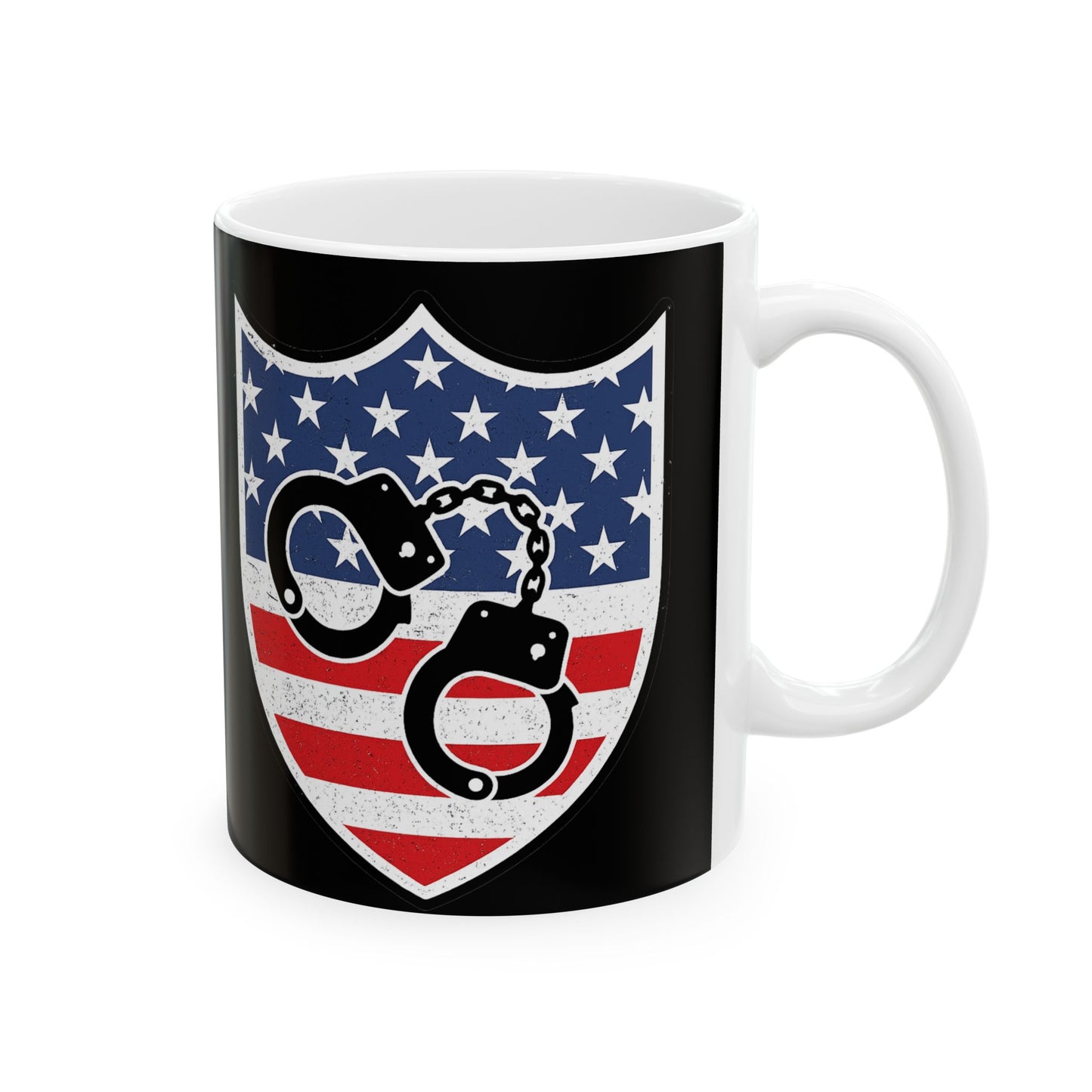 Patriotic Ceramic Mug for Police Supporters, Veteran Gift, Law Enforcement Coffee Cup, Independence Day, 11oz 15oz