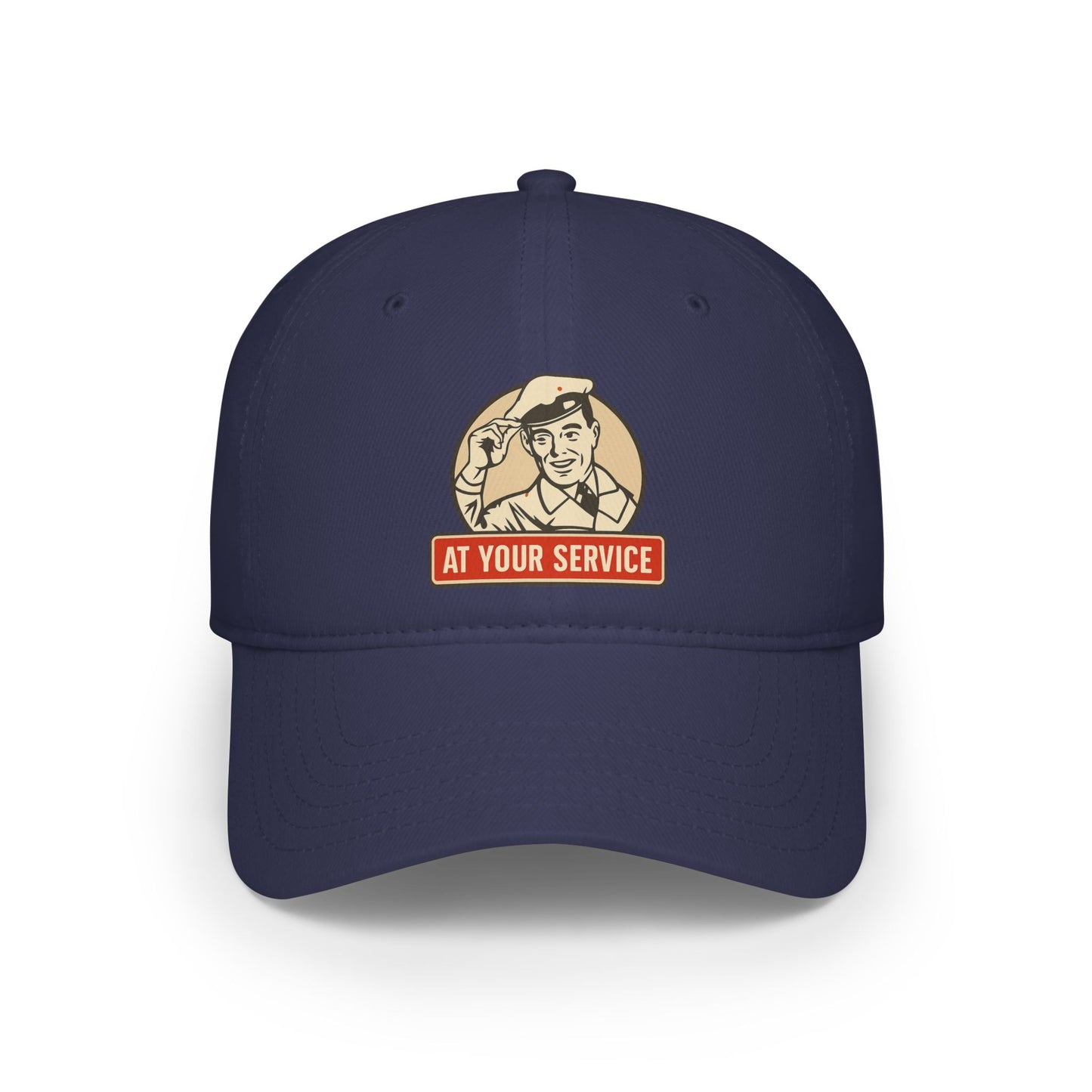 Vintage-Style Low Profile Baseball Cap | Inspiring 'At Your Service' Design, Casual Hat, Gift for Him, Outdoors, Everyday Wear