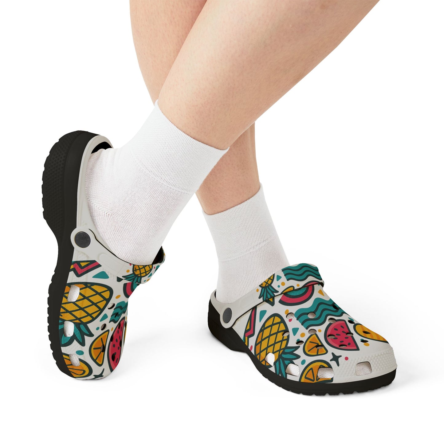 Tropical Pattern EVA Foam Shoes, Fun Water Shoes, Summer Footwear, Beach Ready Clogs, Colorful Slip-ons, Vibrant Casual Shoes