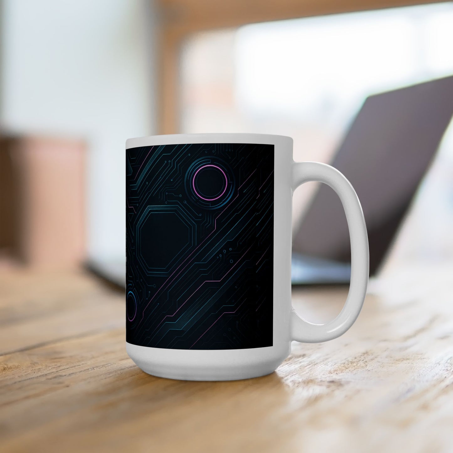 Futuristic Circuitry Ceramic Mug | Geeky Gift, Tech Lover, Home Office Decor, Unique Coffee Cup, Personalized Tea Mug