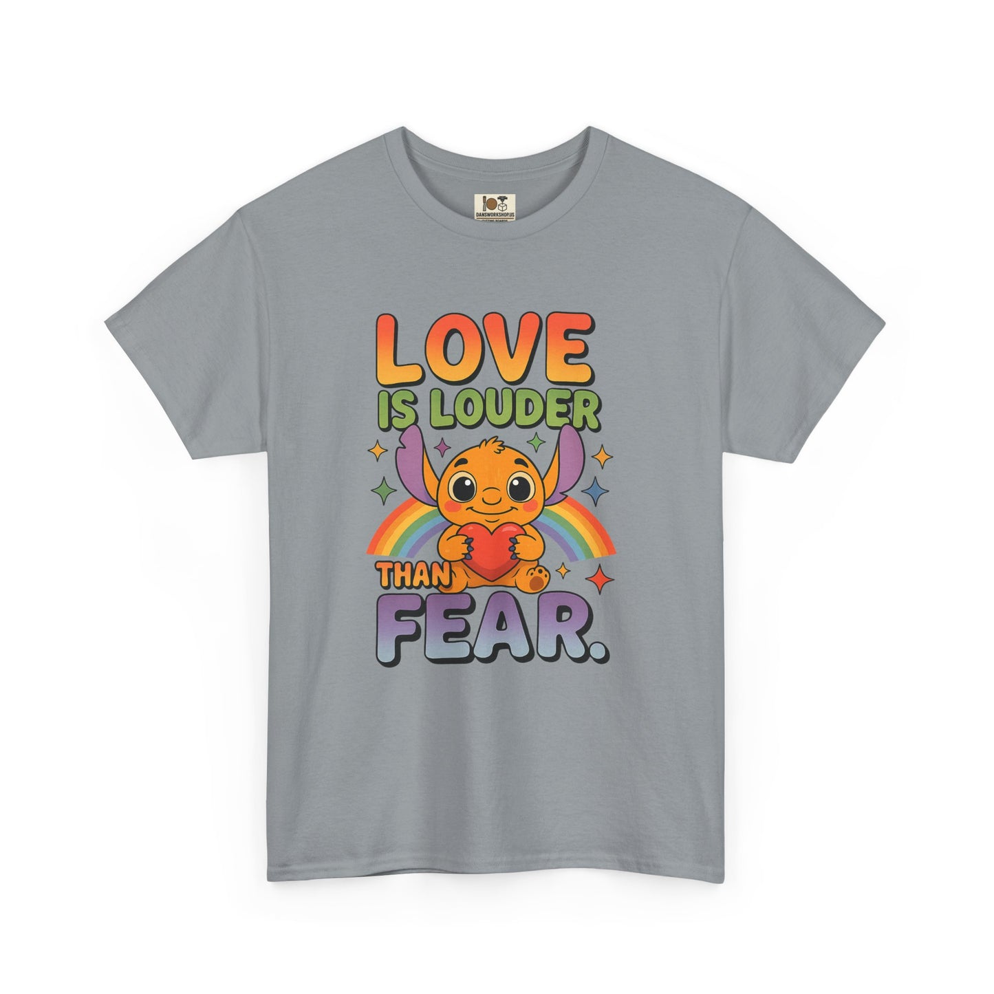 Love is Louder Unisex Heavy Cotton Tee, Positive Vibes Shirt, Pride Apparel, Gift for Friends, Fearless Fashion, Rainbow Graphic Tee