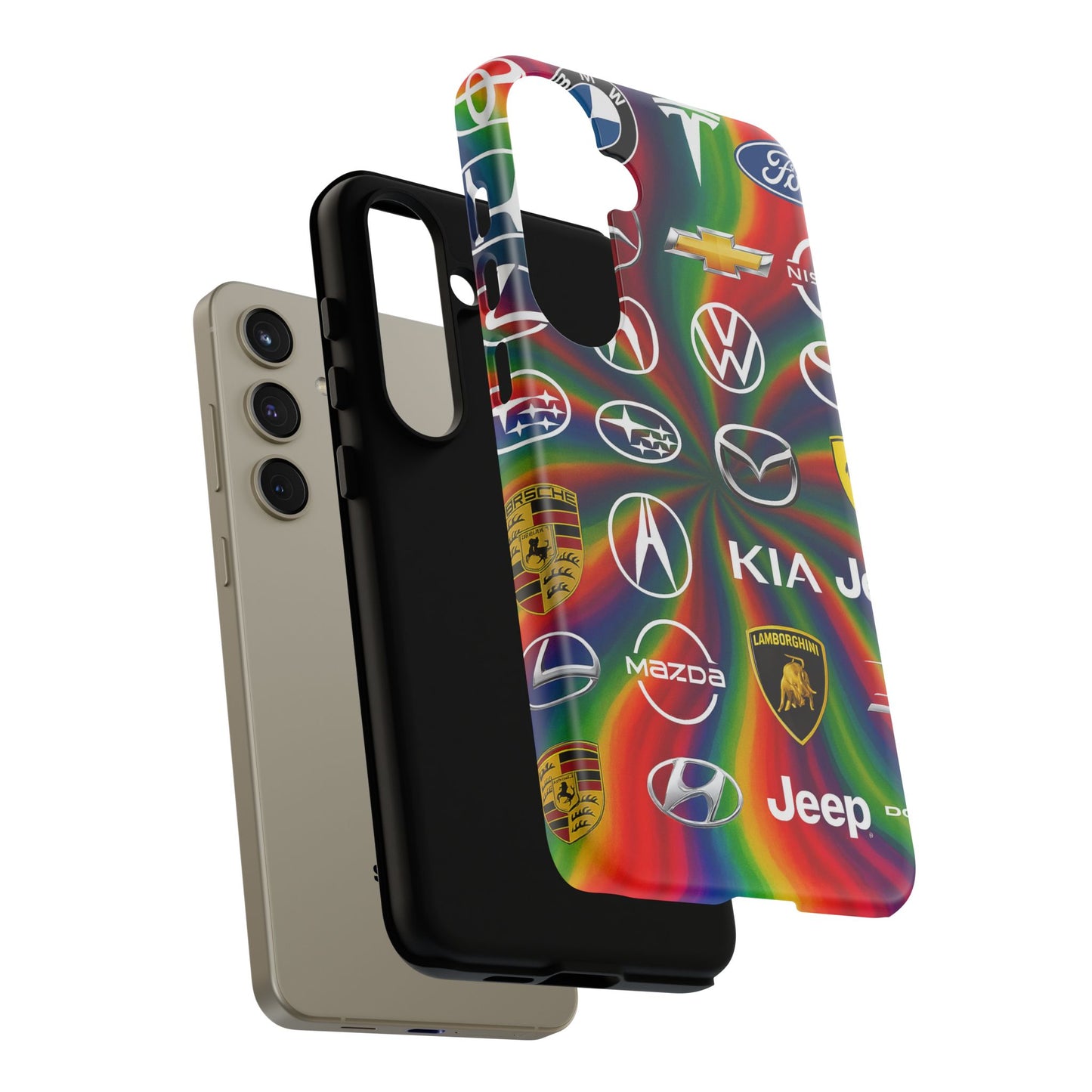 Colorful Car Logos Phone Case - Vibrant Tough Cases for Auto Enthusiasts, Unique Gift for Birthdays, Car Events, and Holidays