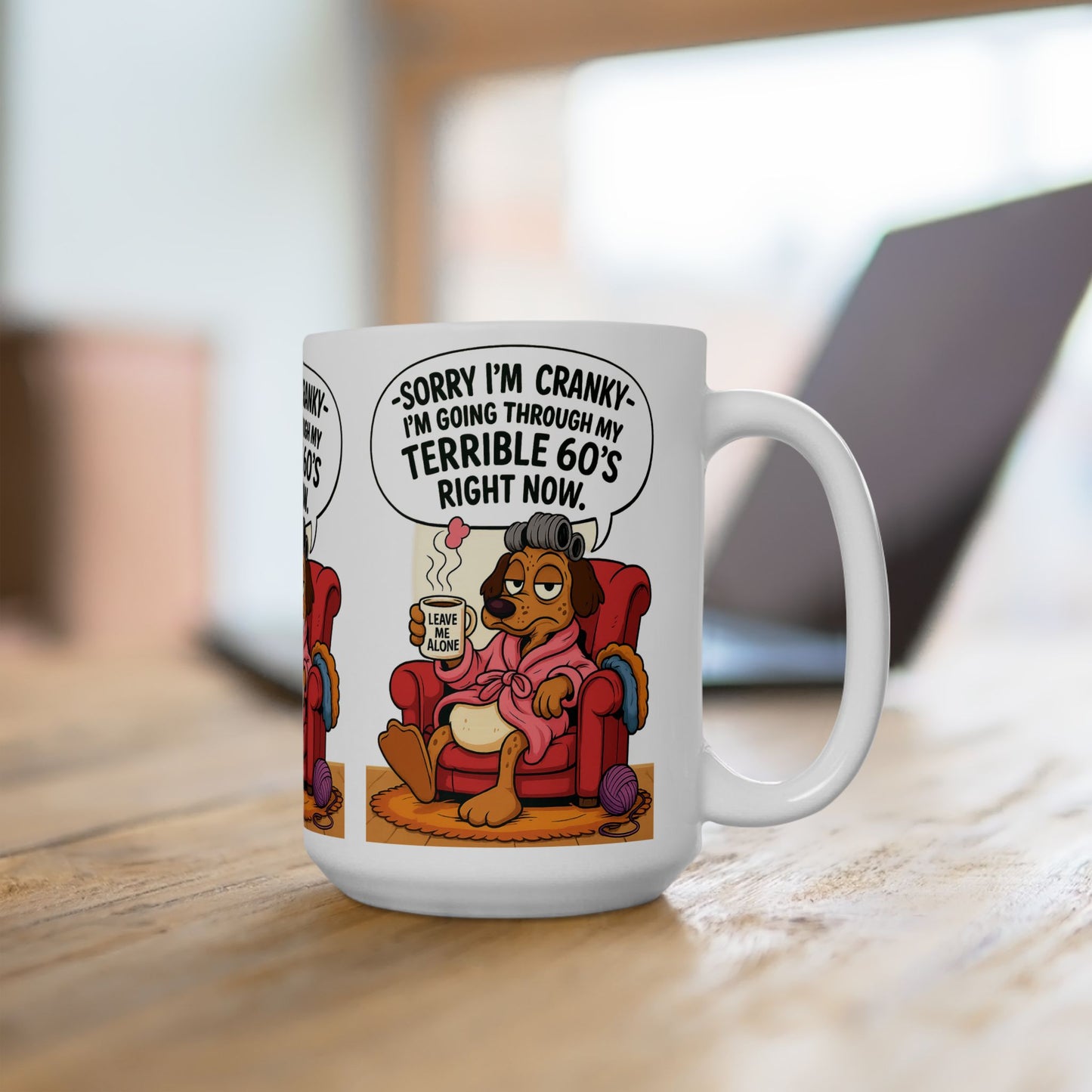 Terrible 60's Comic Mug - Funny Ceramic Coffee Cup, Dog Lover Gift, Quirky Birthday Present, Humor for Foodies, Sassy Kitchen Decor