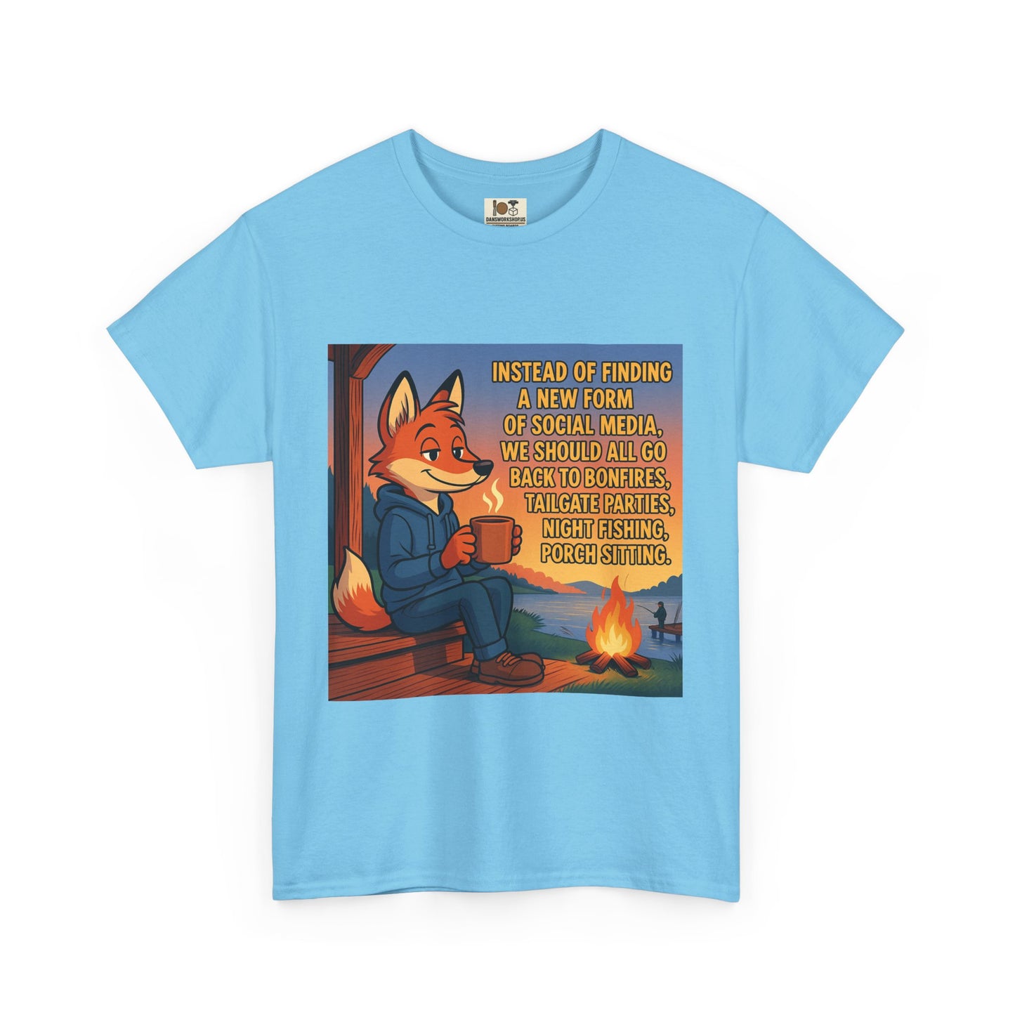 Cozy Campfire Fox Tee, Relaxing T-Shirt for Nature Lovers, Outdoor Adventure Shirt, Fox Lover Gift, Casual Cozy Wear