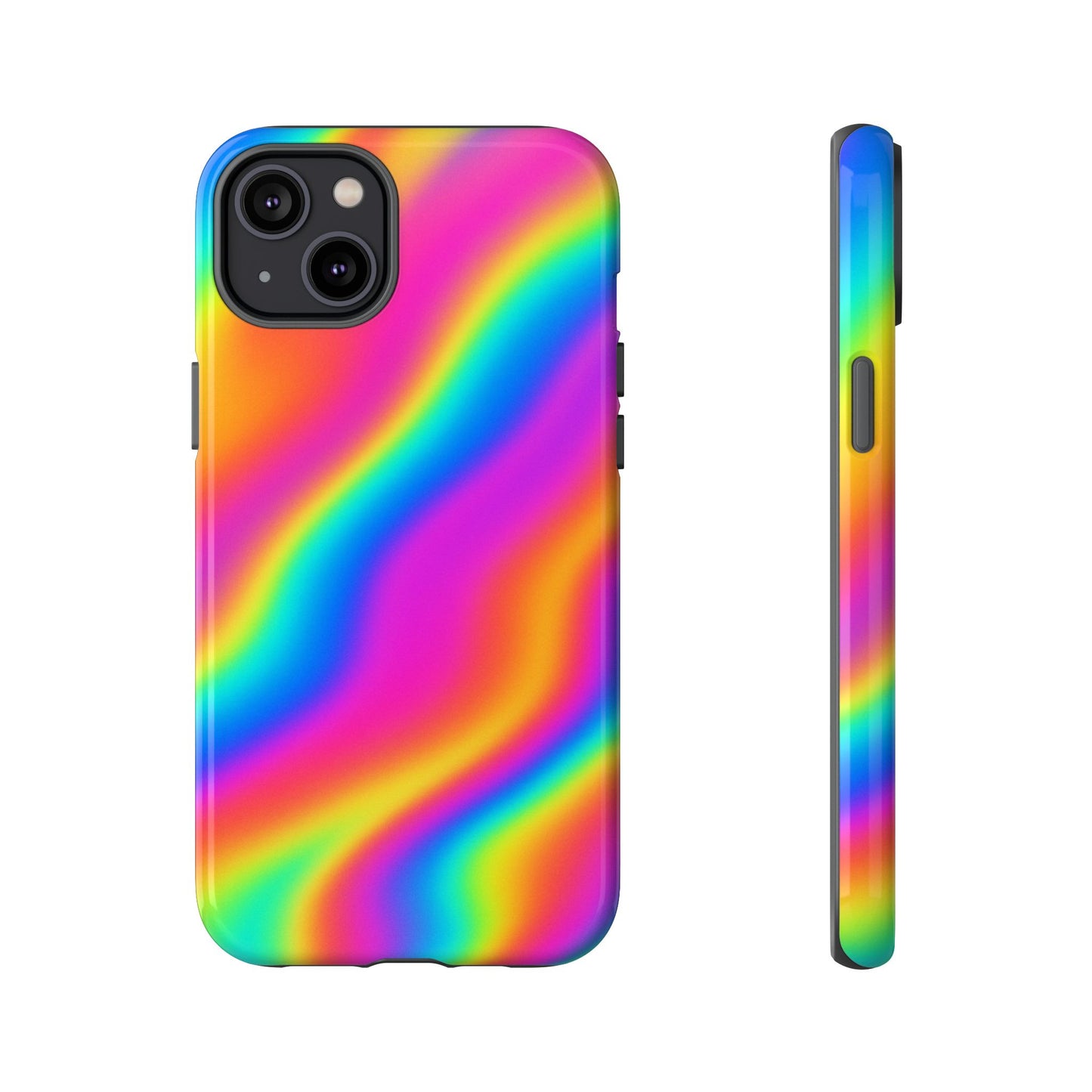 Rainbow Wavy Phone Case - Colorful Tough Cases for Stylish Protection, LGBTQ+ Pride Gift, Trendy Phone Accessory, Birthday, Holiday Present