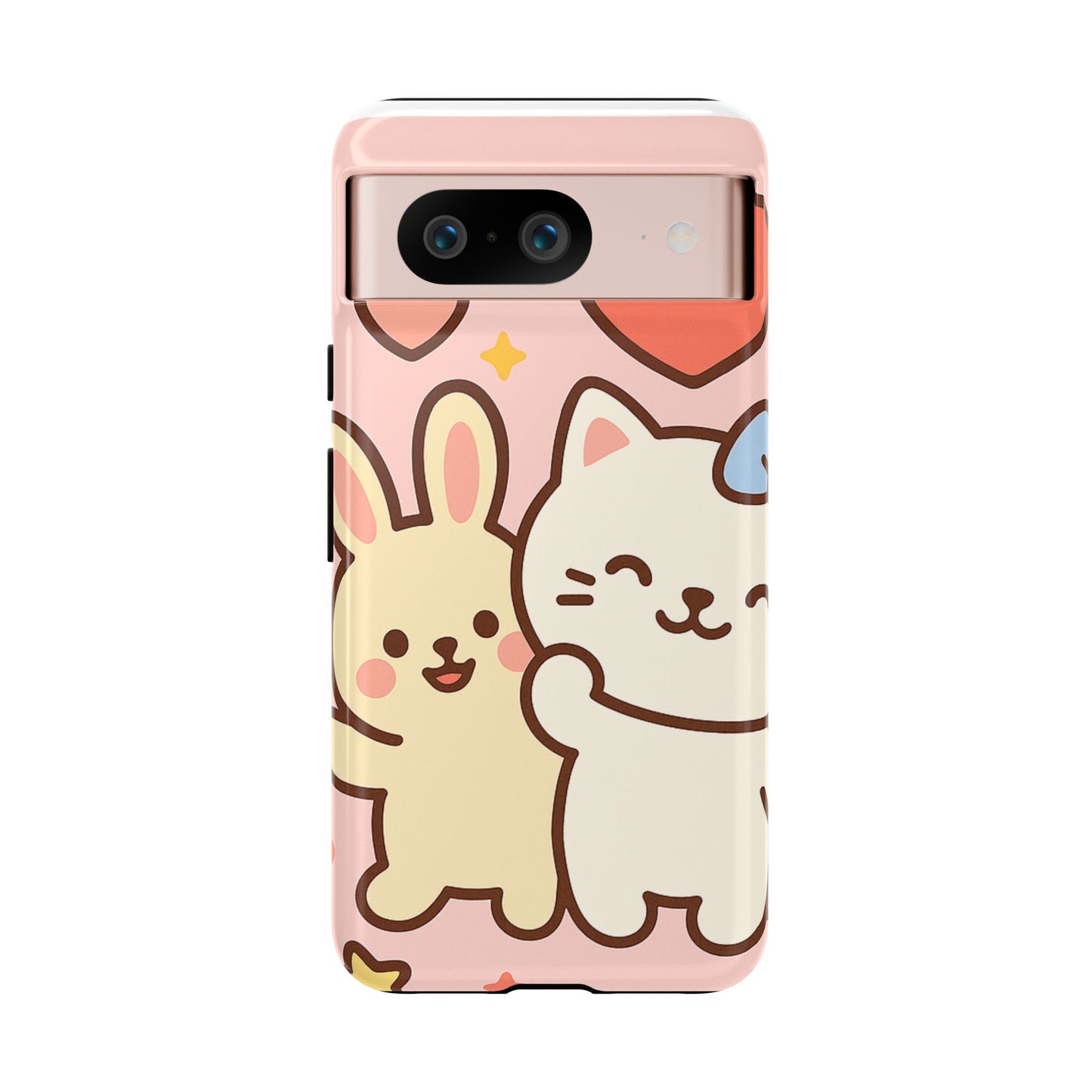 Cute Animal Phone Case -Tough Cases with Bunny and Cat Design, Kawaii Gift for Kids, Birthday, Everyday Use, Phone Accessories, teenage girl