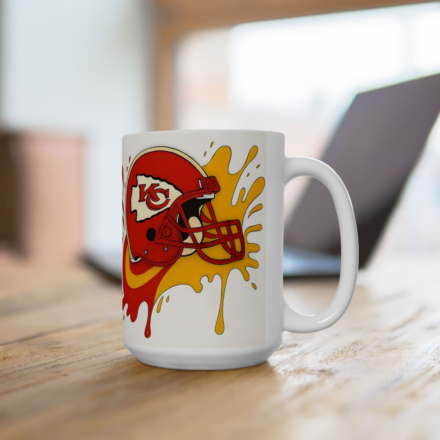 Kansas City Football Mug, Team Spirit Coffee Cup, Sports Fan Gift, NFL Ceramics, Game Day Mug, Red and Gold Design