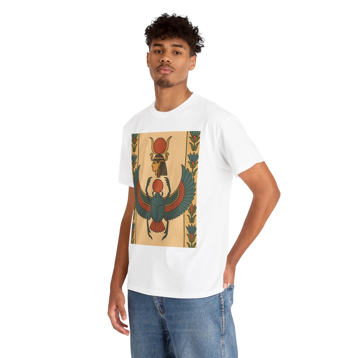 Egyptian Scarab Graphic Tee | Vintage Style, Unisex Cotton Shirt, Cool Casual Wear, Gift for Him/Her, Summer Fashion