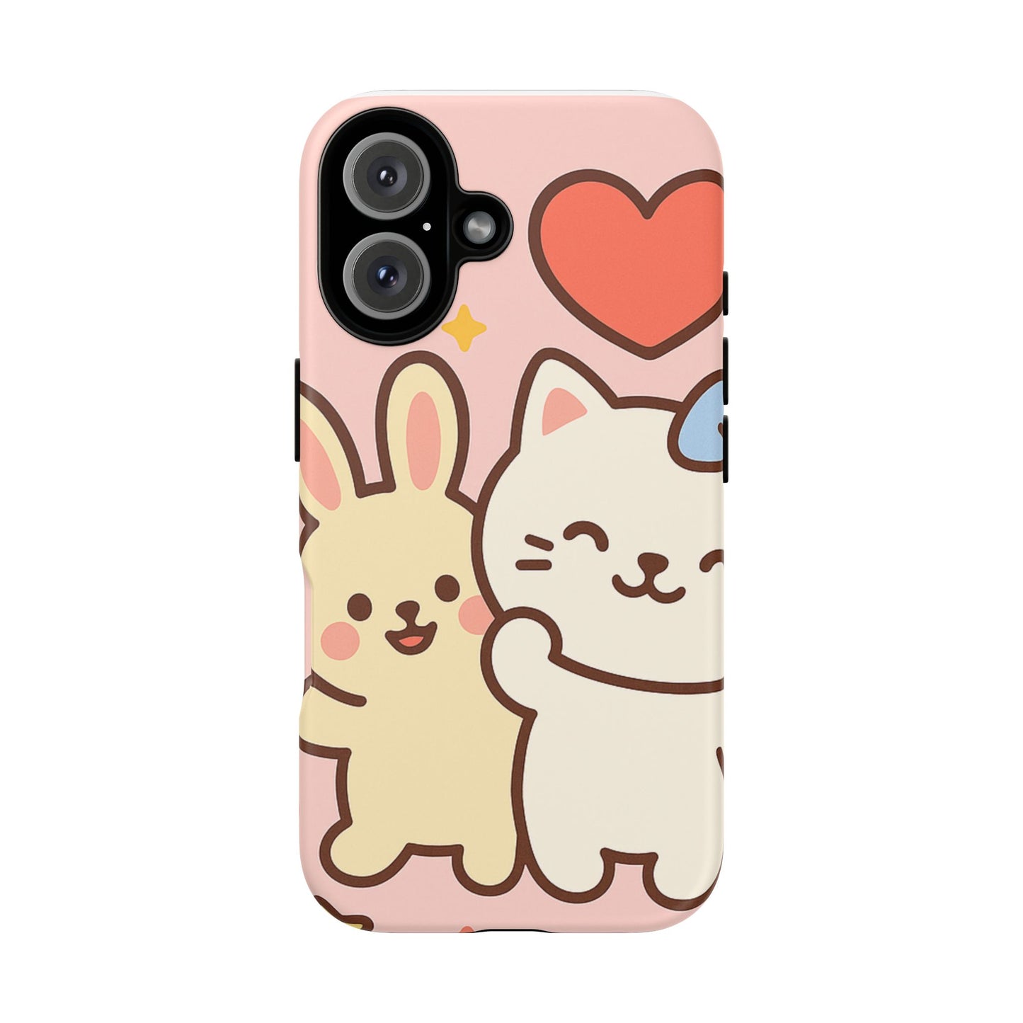 Cute Animal Phone Case -Tough Cases with Bunny and Cat Design, Kawaii Gift for Kids, Birthday, Everyday Use, Phone Accessories, teenage girl