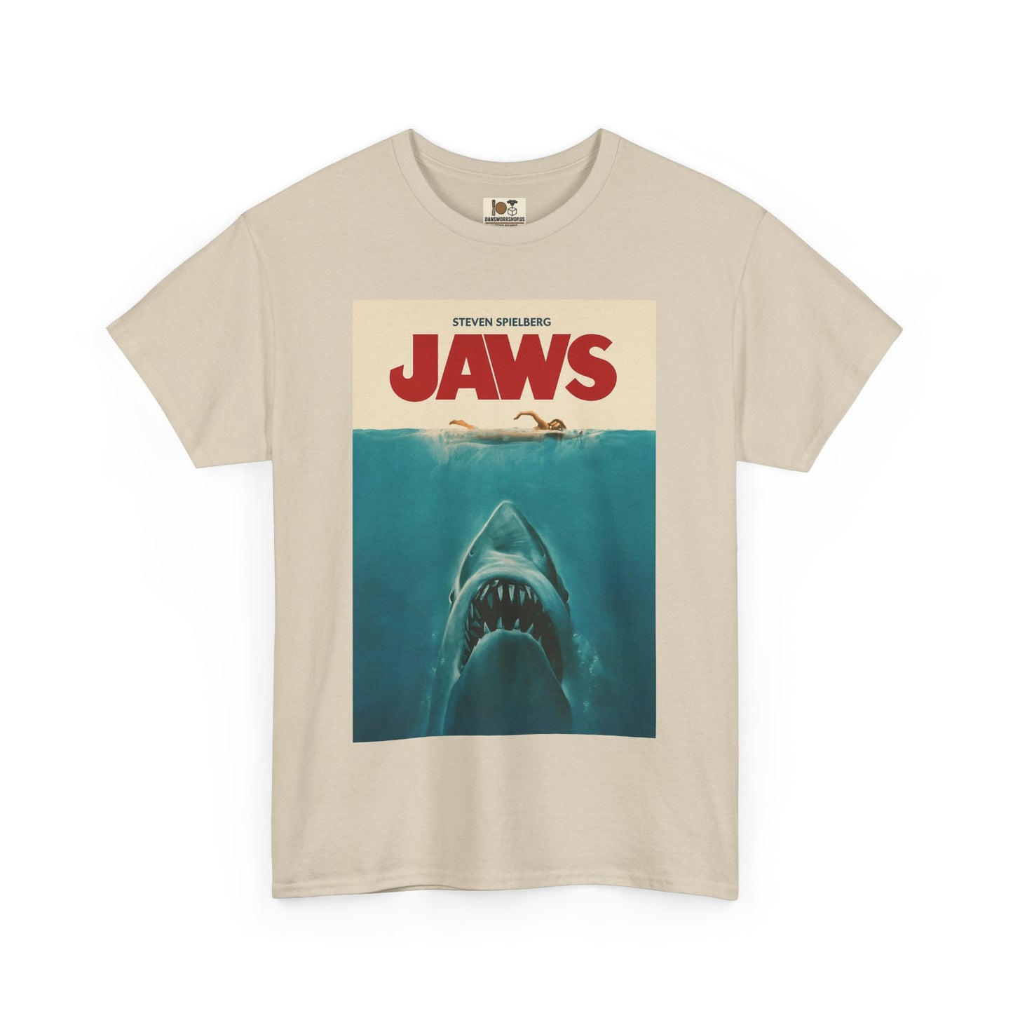 Jaws Unisex Heavy Cotton Tee, Vintage Movie Shirt, Shark Lover Gift, Ocean Theme Clothing, Summer Casual Wear