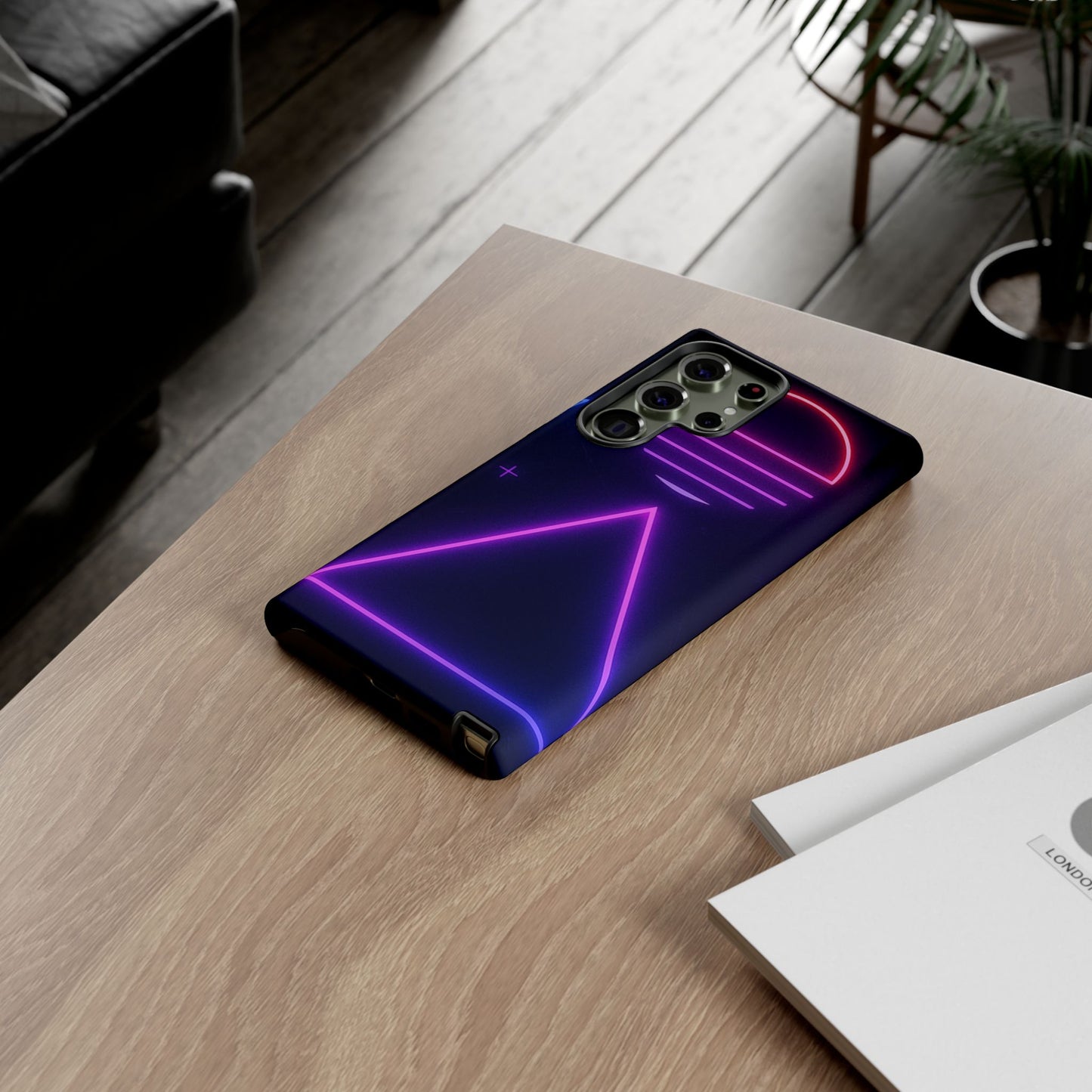 Retro Neon Phone Case, Tough Cases for iPhone, 80s Aesthetic Phone Cover, Abstract Neon Design, Gift for Tech Lovers