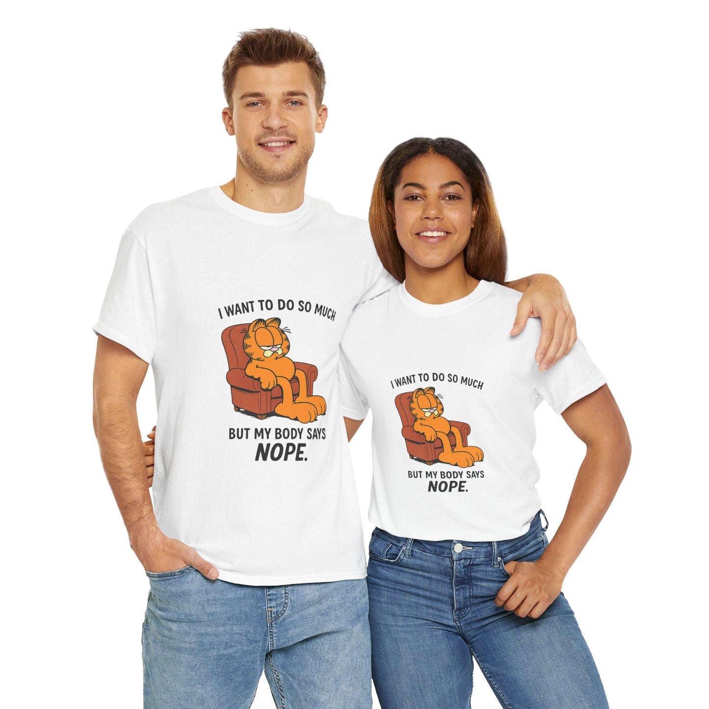 Funny Unisex Heavy Cotton Tee, Cozy T-Shirt for Relaxation, Gift for Cat Lovers, Humor Shirt, Lounge Wear
