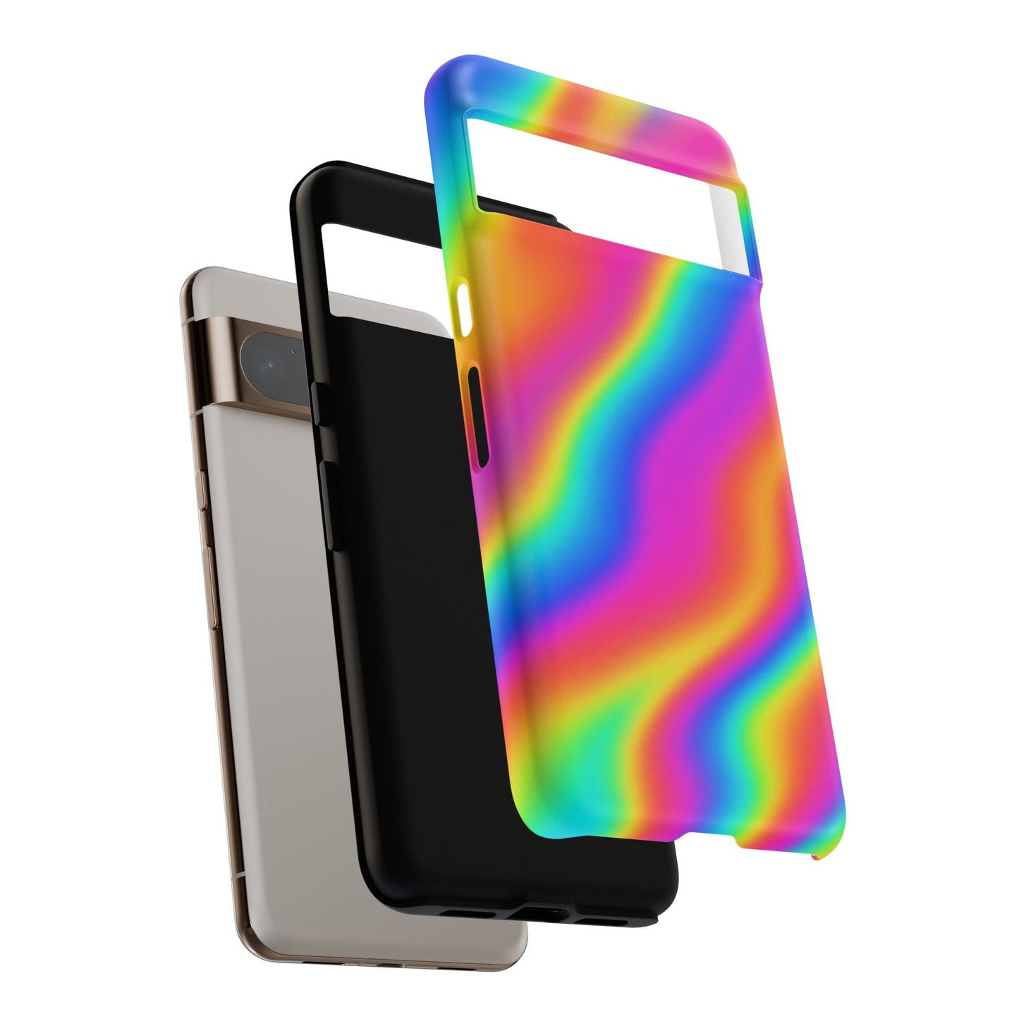 Rainbow Wavy Phone Case - Colorful Tough Cases for Stylish Protection, LGBTQ+ Pride Gift, Trendy Phone Accessory, Birthday, Holiday Present