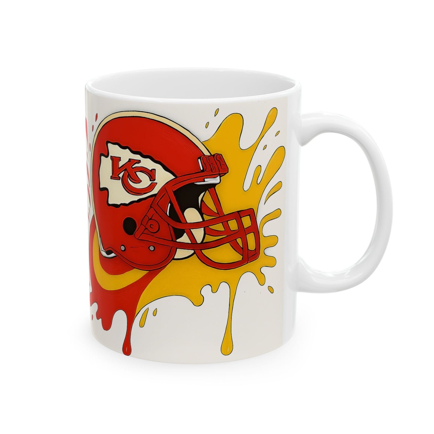 Kansas City Football Mug, Team Spirit Coffee Cup, Sports Fan Gift, NFL Ceramics, Game Day Mug, Red and Gold Design