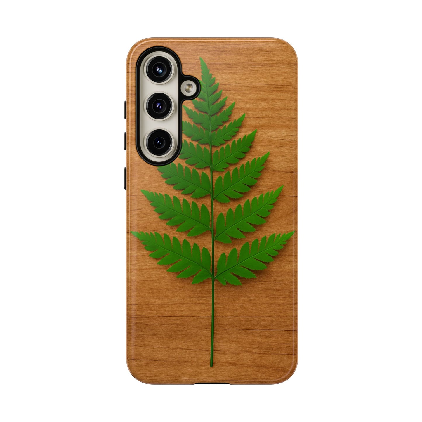 Wooden Fern Phone Case - Eco-Friendly Tough Cases for Nature Lovers, Unique Gift, Customizable Design, Nature-Themed Accessories