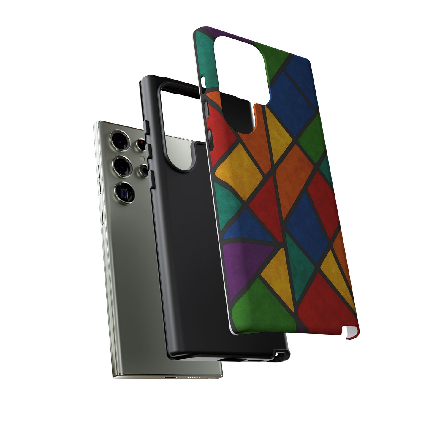 Colorful Phone Case, Stained Glass Pattern, Artistic Phone Cover, Unique Smartphone Protection, Vibrant Gift for All Occasions