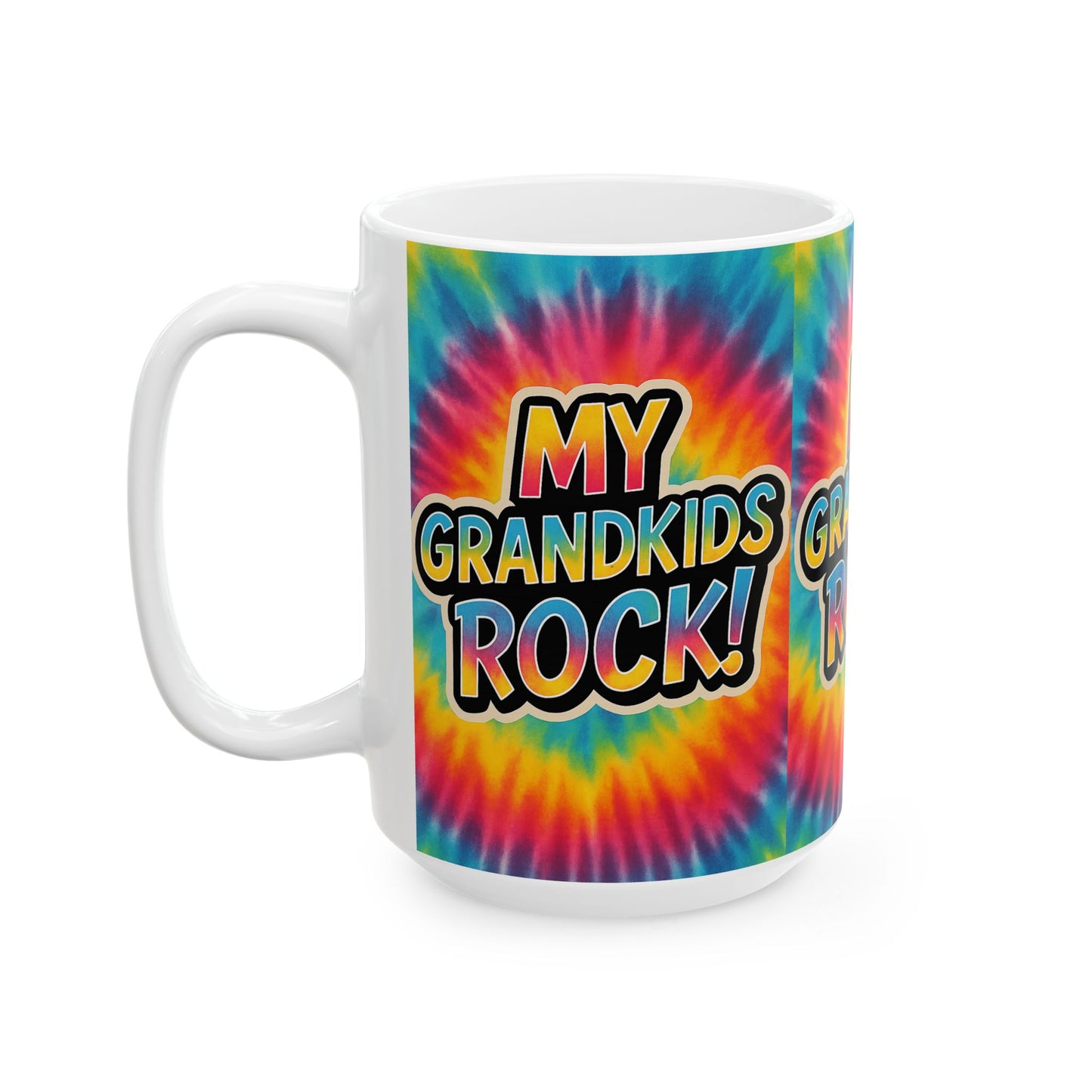 Colorful Grandkids Rock Ceramic Mug - Perfect Gift for Grandparents, Family Gatherings, Birthdays, Mother's Day, Fun Vibes