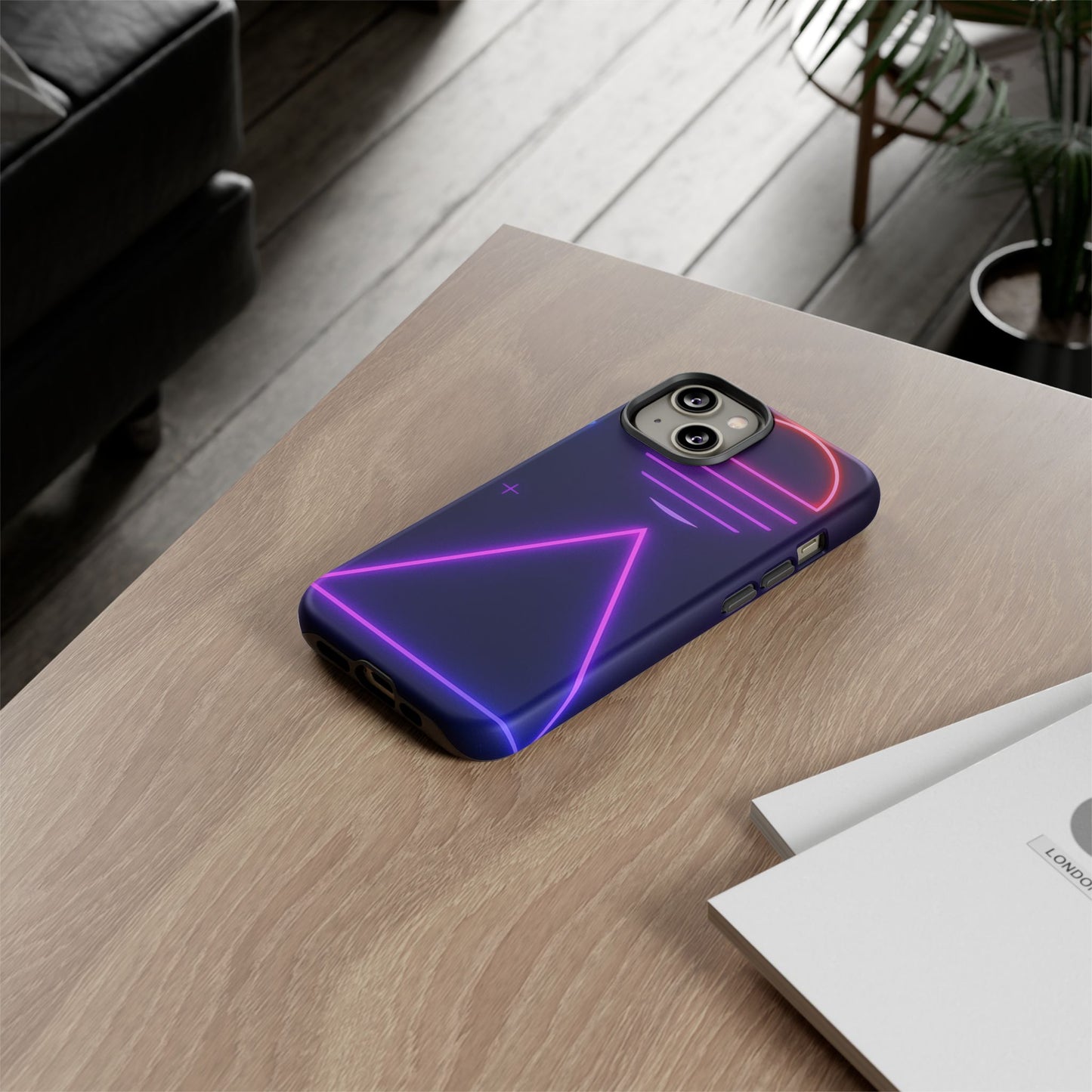 Retro Neon Phone Case, Tough Cases for iPhone, 80s Aesthetic Phone Cover, Abstract Neon Design, Gift for Tech Lovers