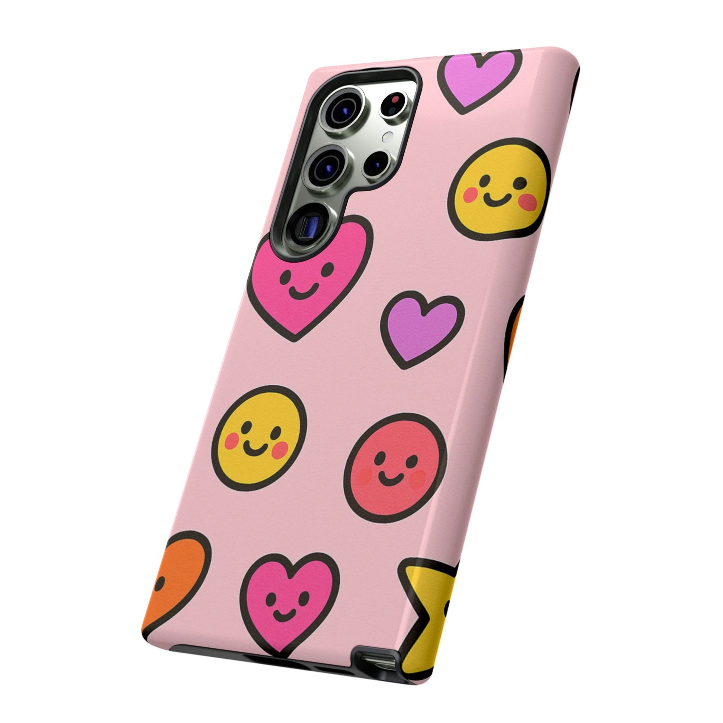 Cute Phone Case with Smiley Faces and Hearts, Fun Gift for Kids and Teens, Cellphone Protector, Birthday Present, Cute Accessories