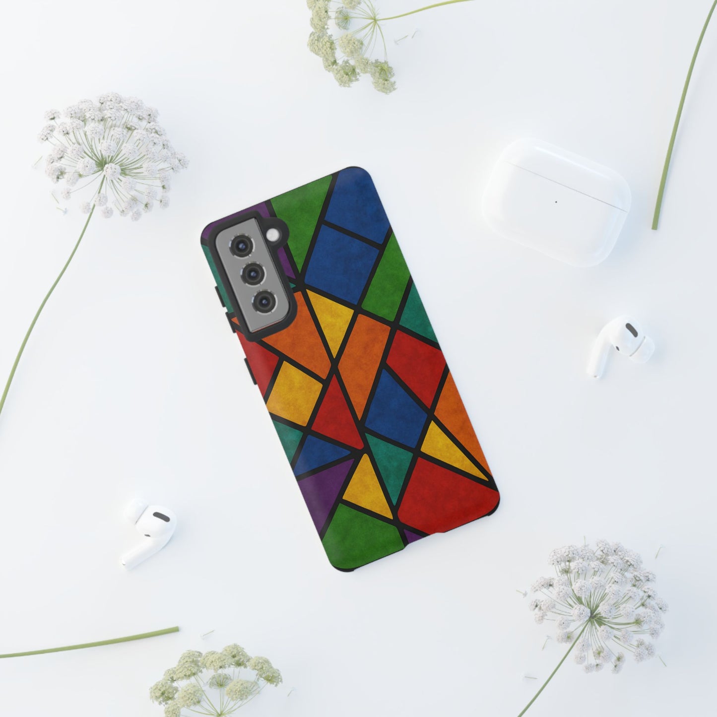 Colorful Phone Case, Stained Glass Pattern, Artistic Phone Cover, Unique Smartphone Protection, Vibrant Gift for All Occasions