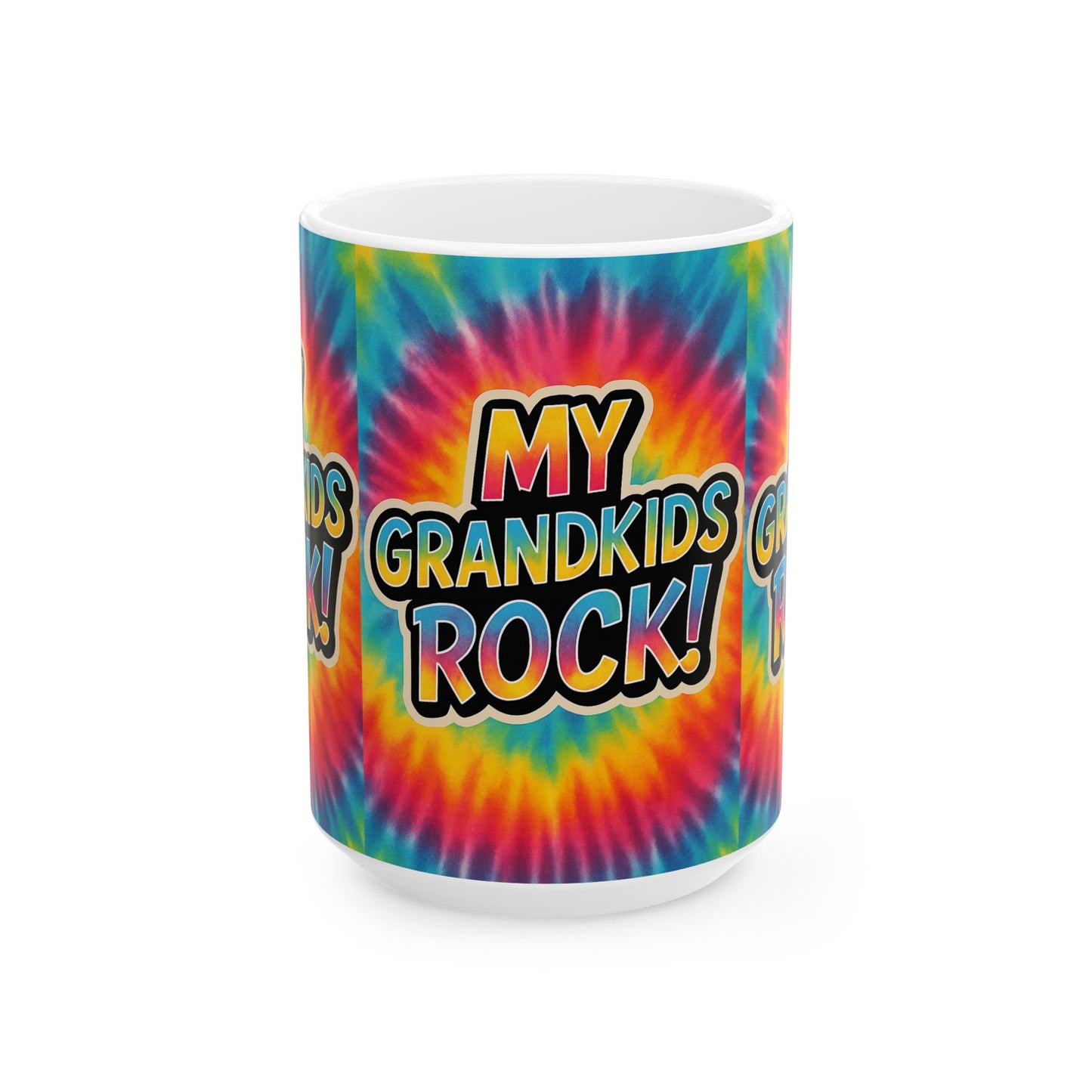 Colorful Grandkids Rock Ceramic Mug - Perfect Gift for Grandparents, Family Gatherings, Birthdays, Mother's Day, Fun Vibes