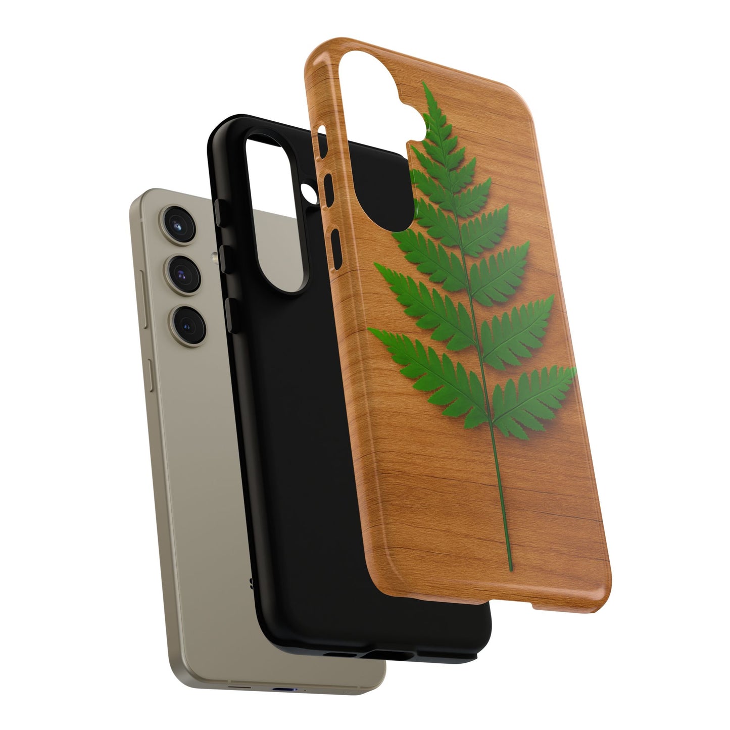 Wooden Fern Phone Case - Eco-Friendly Tough Cases for Nature Lovers, Unique Gift, Customizable Design, Nature-Themed Accessories