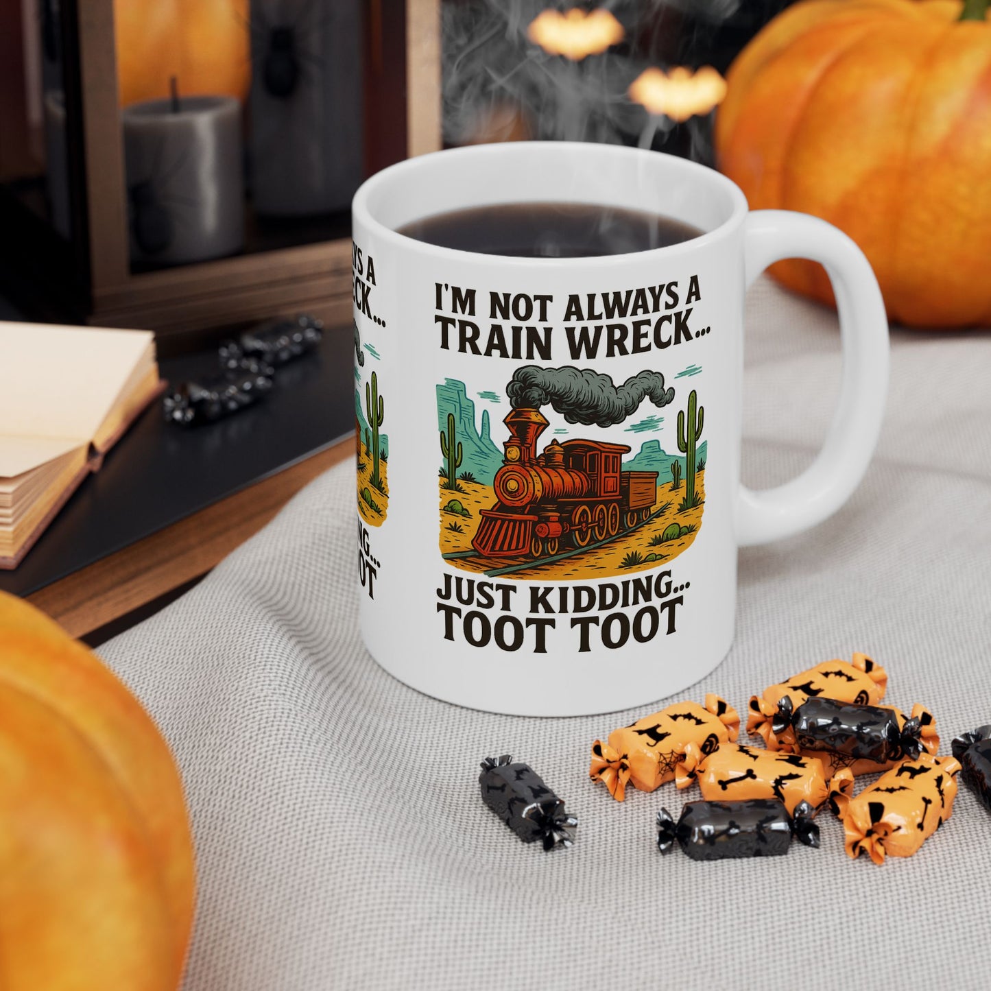 Humorous Trainwreck Mug - Perfect Gift, Funny Coffee Tea Cup, 11oz, 15oz, Ideal for Birthdays, Holidays, Train Lovers