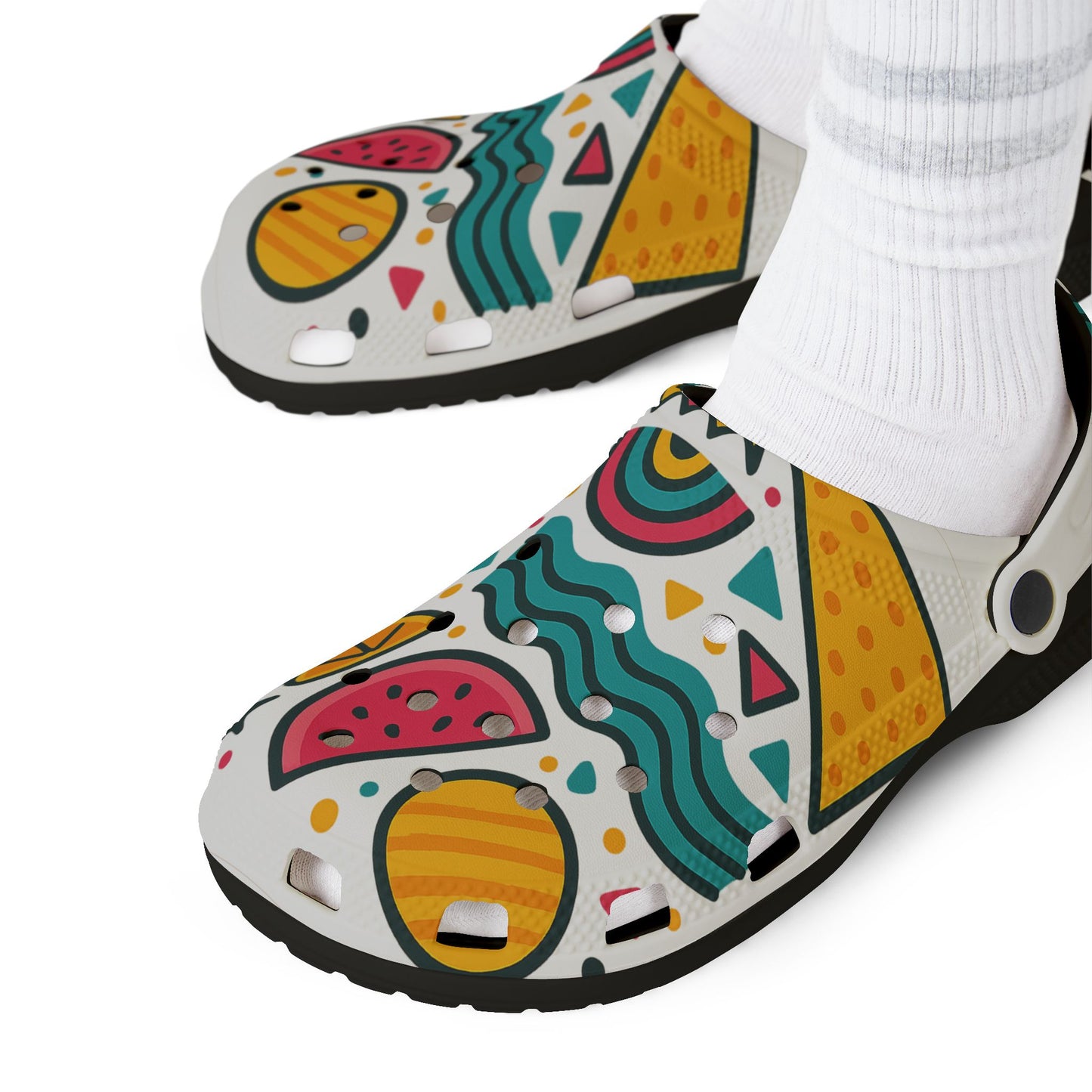 Tropical Pattern EVA Foam Shoes, Fun Water Shoes, Summer Footwear, Beach Ready Clogs, Colorful Slip-ons, Vibrant Casual Shoes