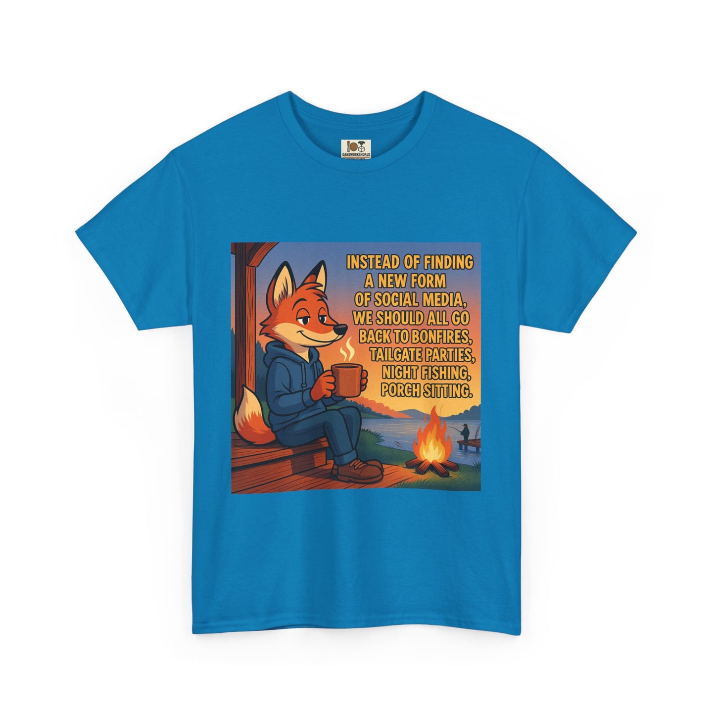 Cozy Campfire Fox Tee, Relaxing T-Shirt for Nature Lovers, Outdoor Adventure Shirt, Fox Lover Gift, Casual Cozy Wear