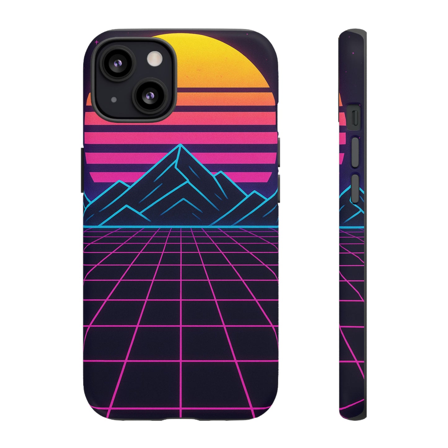 Retro Sunset Phone Case, Vintage Neon Case, 80s Aesthetic Cover, Gift for Tech Lovers, Unique Phone Accessories