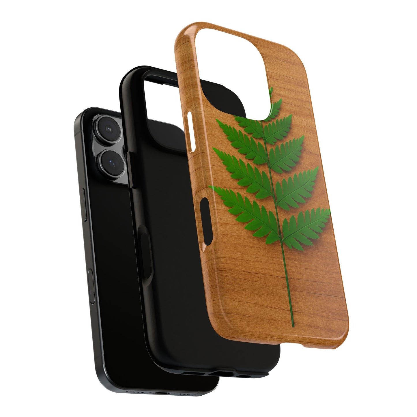 Wooden Fern Phone Case - Eco-Friendly Tough Cases for Nature Lovers, Unique Gift, Customizable Design, Nature-Themed Accessories