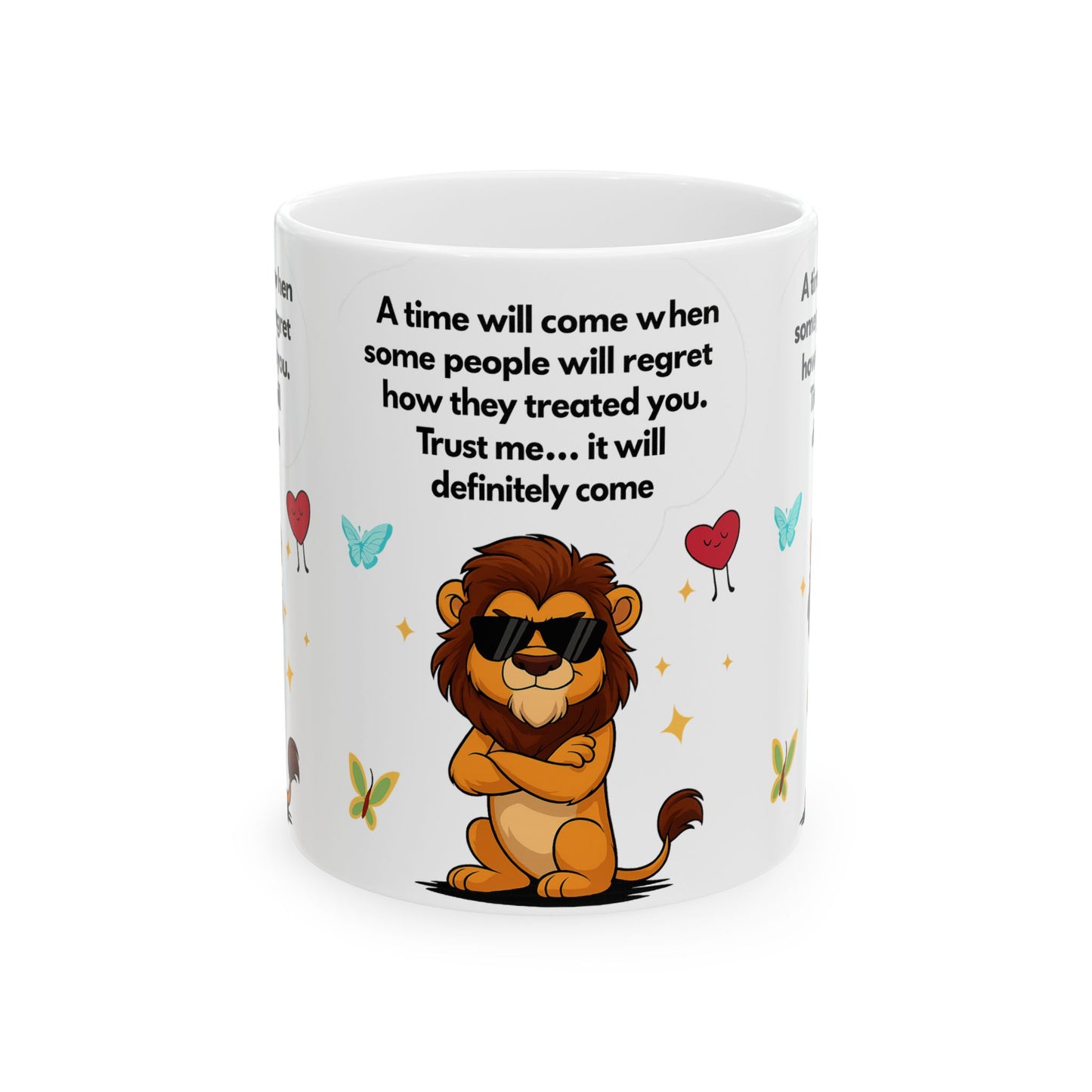 Confident Lion Quote Mug | Gift for Friends, Motivational Ceramic Mug, Cute Animal Design, Coffee Tea Cup, Positive Vibes