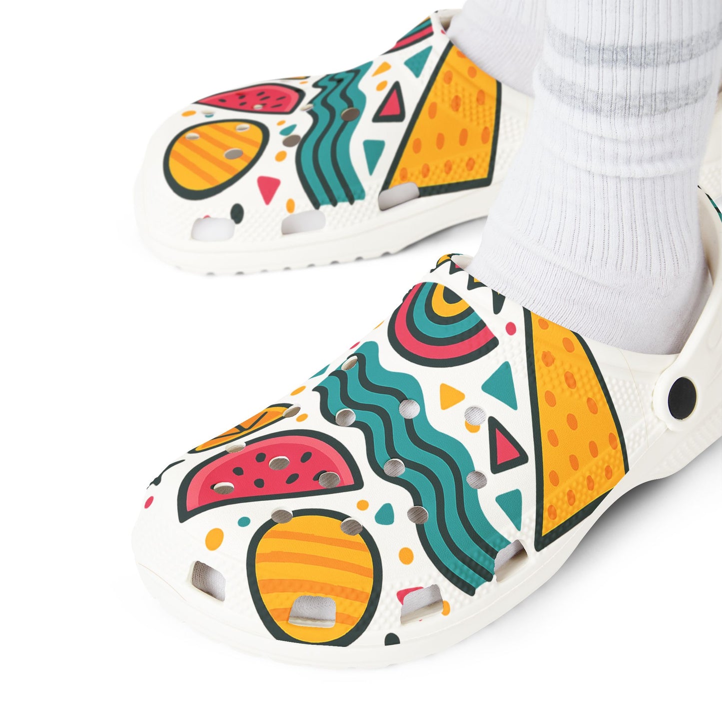 Tropical Pattern EVA Foam Shoes, Fun Water Shoes, Summer Footwear, Beach Ready Clogs, Colorful Slip-ons, Vibrant Casual Shoes