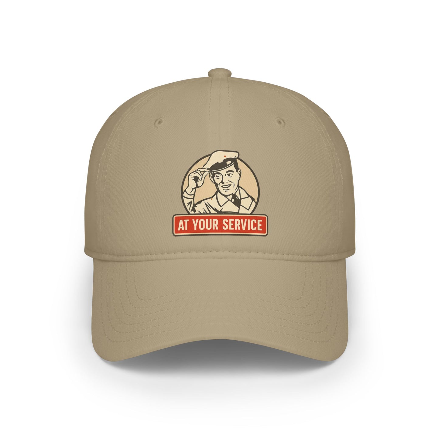 Vintage-Style Low Profile Baseball Cap | Inspiring 'At Your Service' Design, Casual Hat, Gift for Him, Outdoors, Everyday Wear