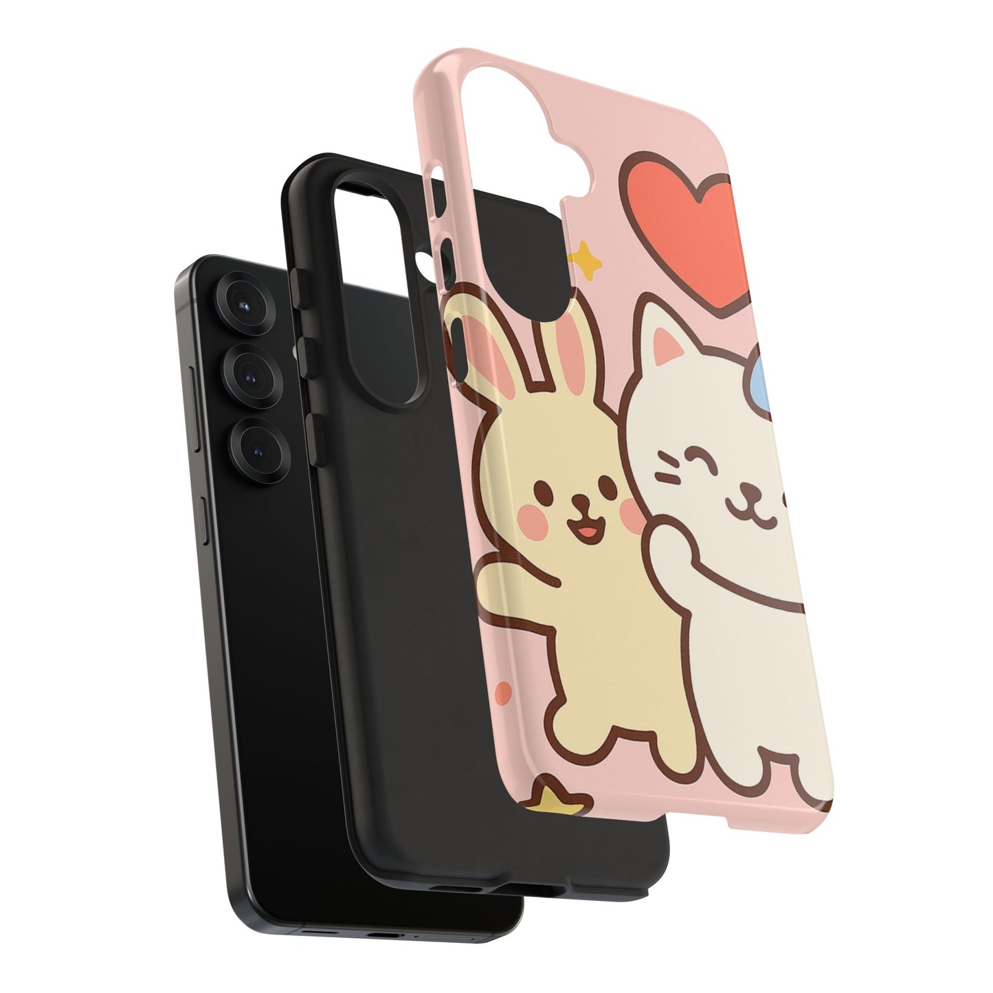 Cute Animal Phone Case -Tough Cases with Bunny and Cat Design, Kawaii Gift for Kids, Birthday, Everyday Use, Phone Accessories, teenage girl