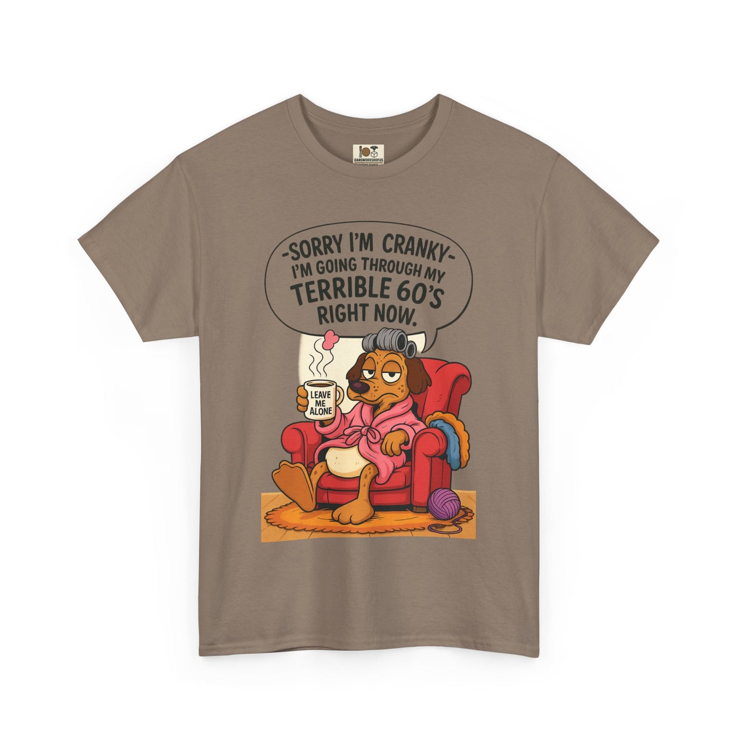 Funny Cranky 60s Unisex Heavy Cotton Tee, Gift for 60th Birthday, 60s Humor Shirt, Quirky Tee, Casual Wear, Everyday Comfort