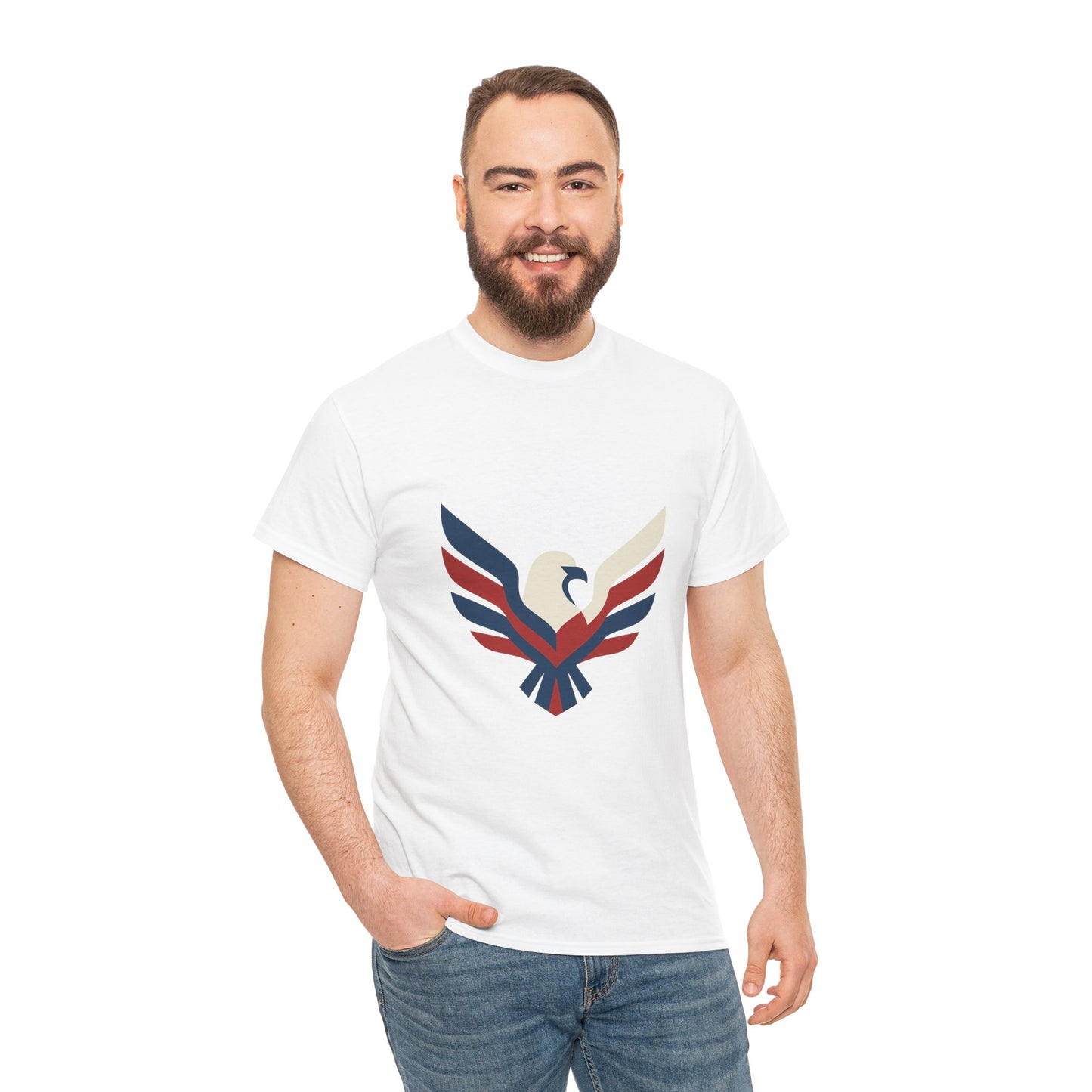 Patriotic Eagle Unisex Cotton Tee - Perfect for Independence Day, Casual Wear, Gifts, Festivals, and Outdoor Activities
