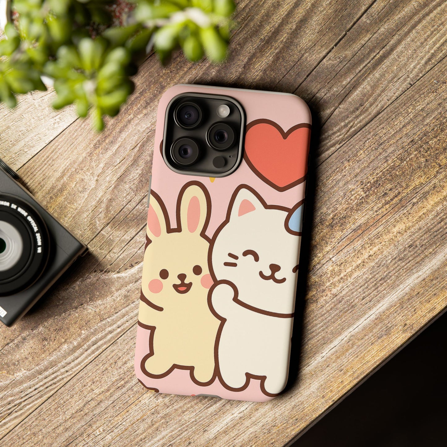 Cute Animal Phone Case -Tough Cases with Bunny and Cat Design, Kawaii Gift for Kids, Birthday, Everyday Use, Phone Accessories, teenage girl