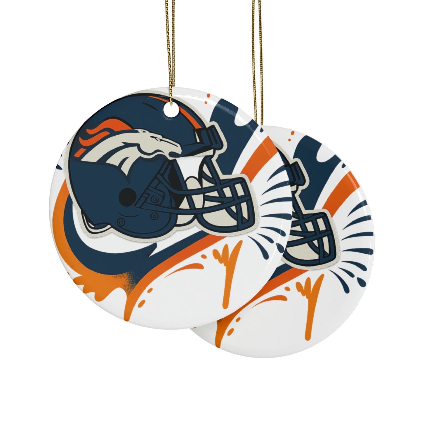 Denver Broncos Ceramic Ornaments | Sports Tree Decor | Holiday Gifts | Fan Decorations | Christmas Ornaments