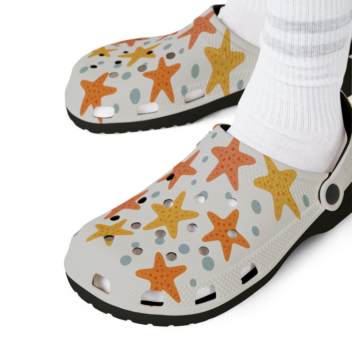 Colorful Starfish EVA Foam Clogs, Summer Footwear, Beach Shoes, Comfortable Garden Clogs, Fun Poolside Slip-Ons