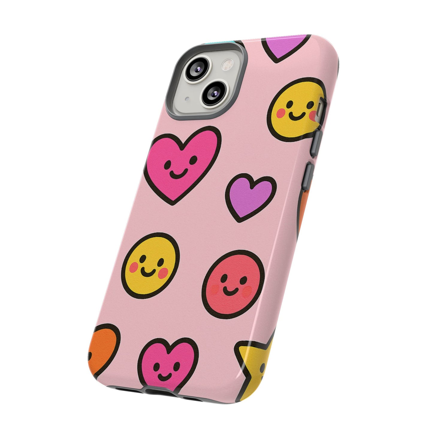 Cute Phone Case with Smiley Faces and Hearts, Fun Gift for Kids and Teens, Cellphone Protector, Birthday Present, Cute Accessories